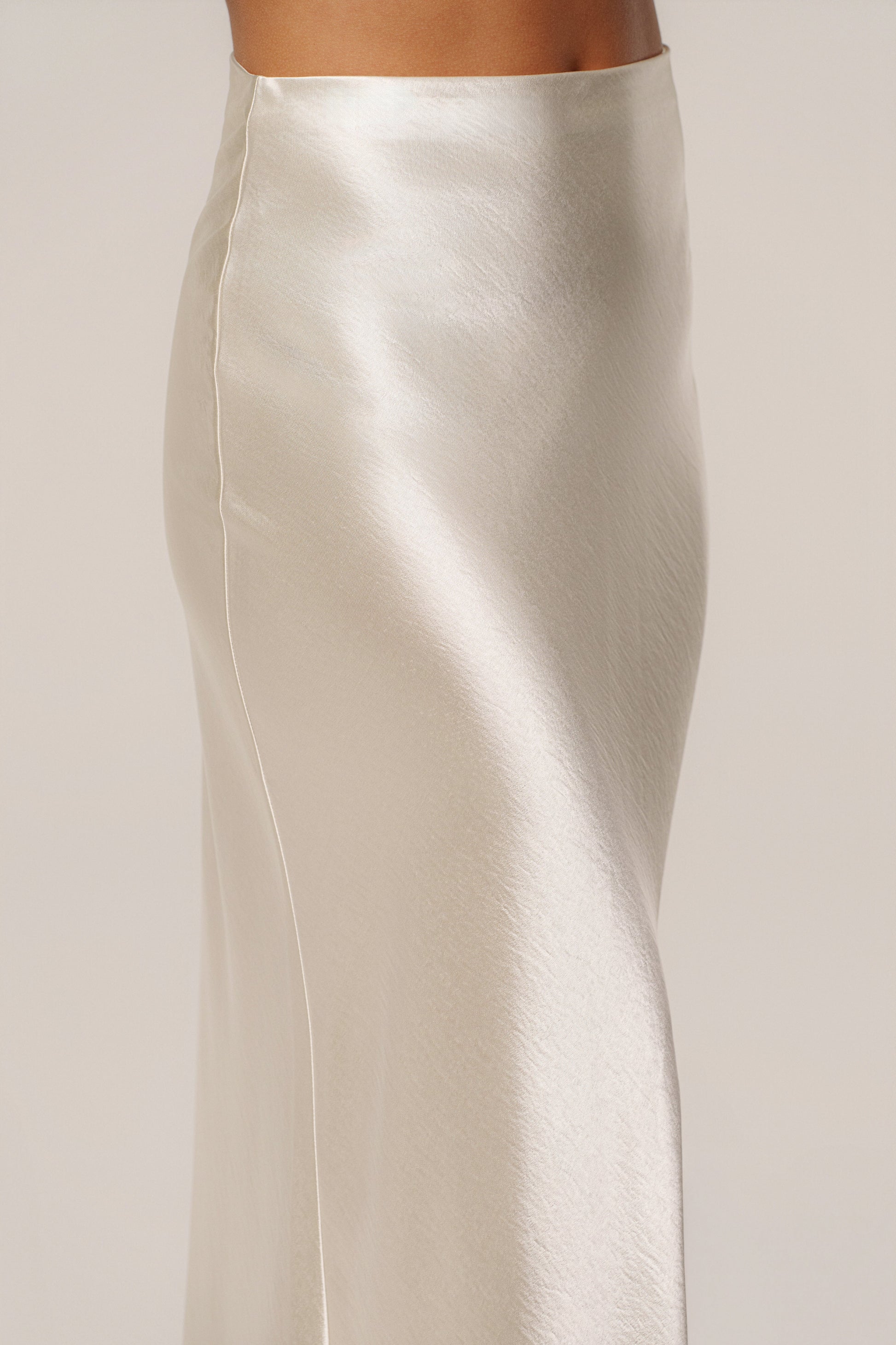 Champagne Tradition Satin Maxi Skirt JLUXLABEL