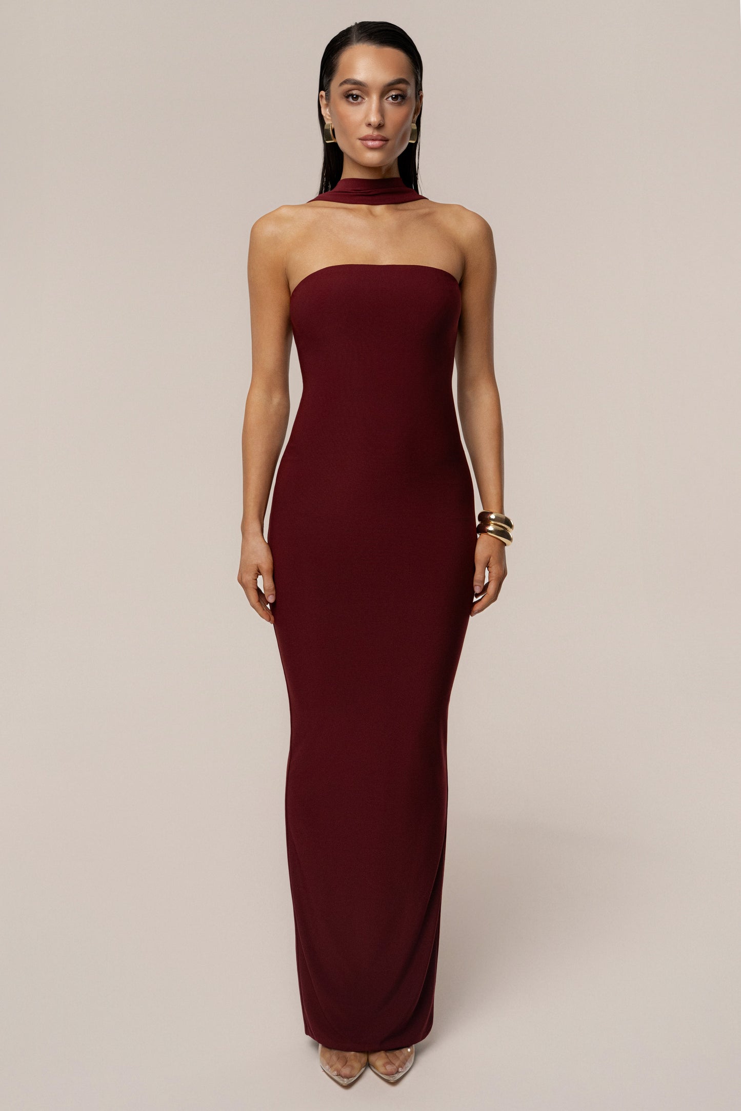 Burgundy Night Rose Maxi Dress JLUXLABEL
