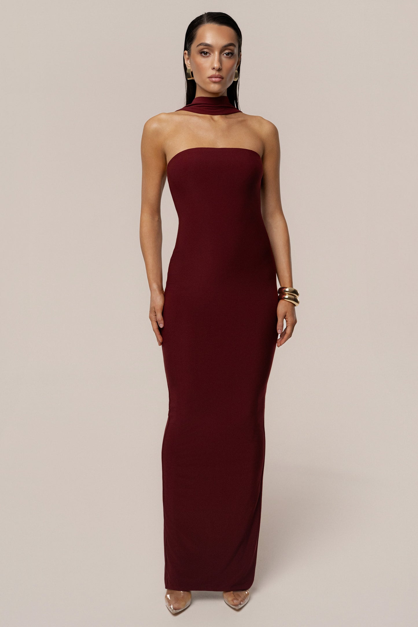 Burgundy Night Rose Maxi Dress JLUXLABEL
