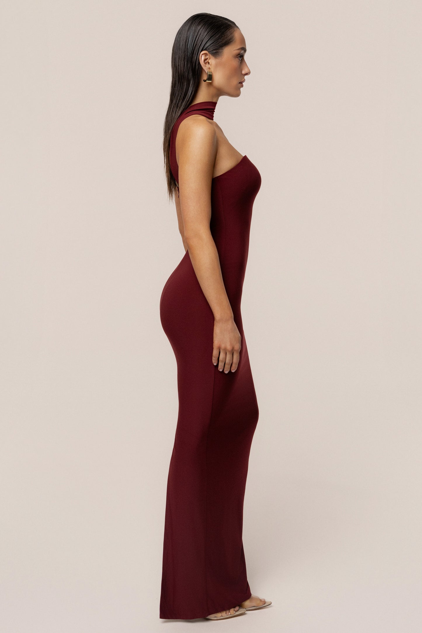 Burgundy Night Rose Maxi Dress JLUXLABEL