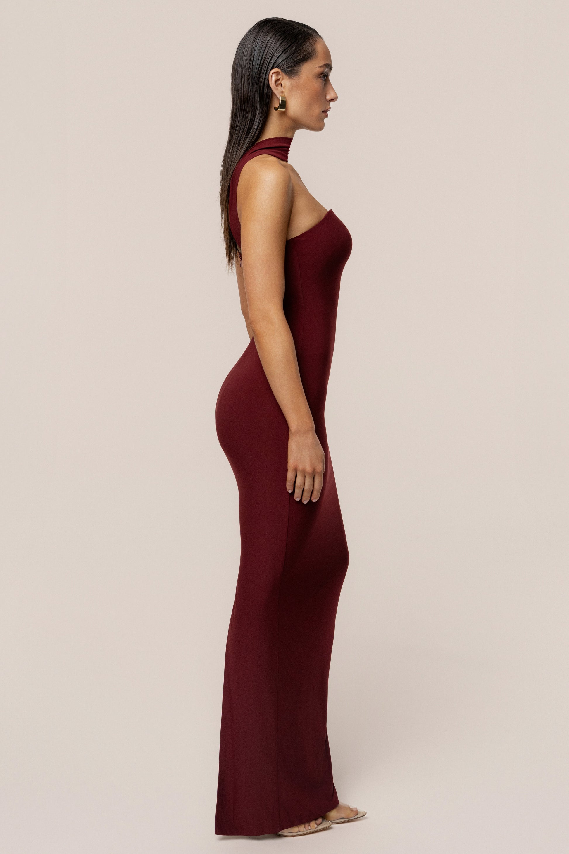Burgundy Night Rose Maxi Dress JLUXLABEL