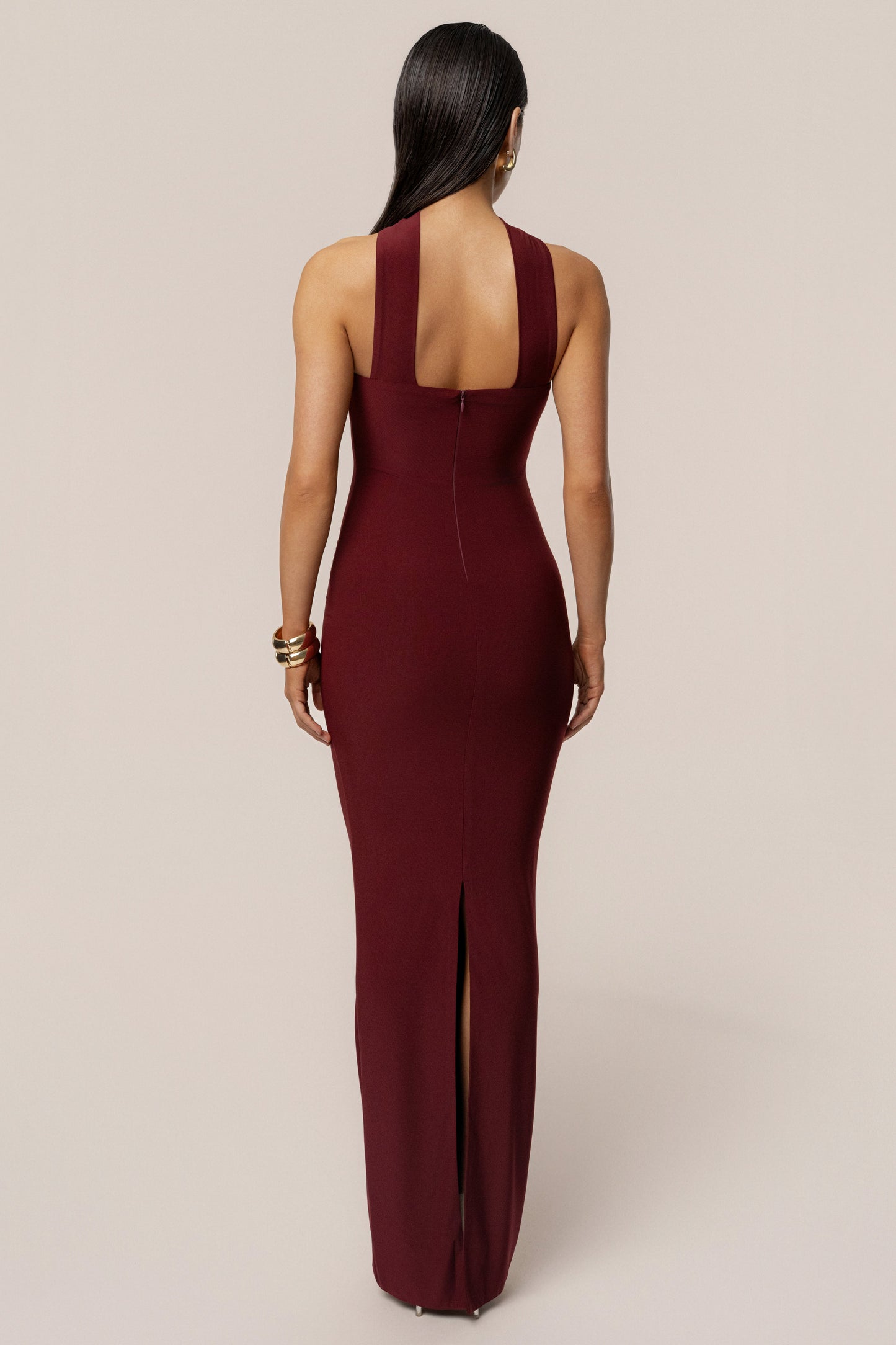Burgundy Night Rose Maxi Dress JLUXLABEL