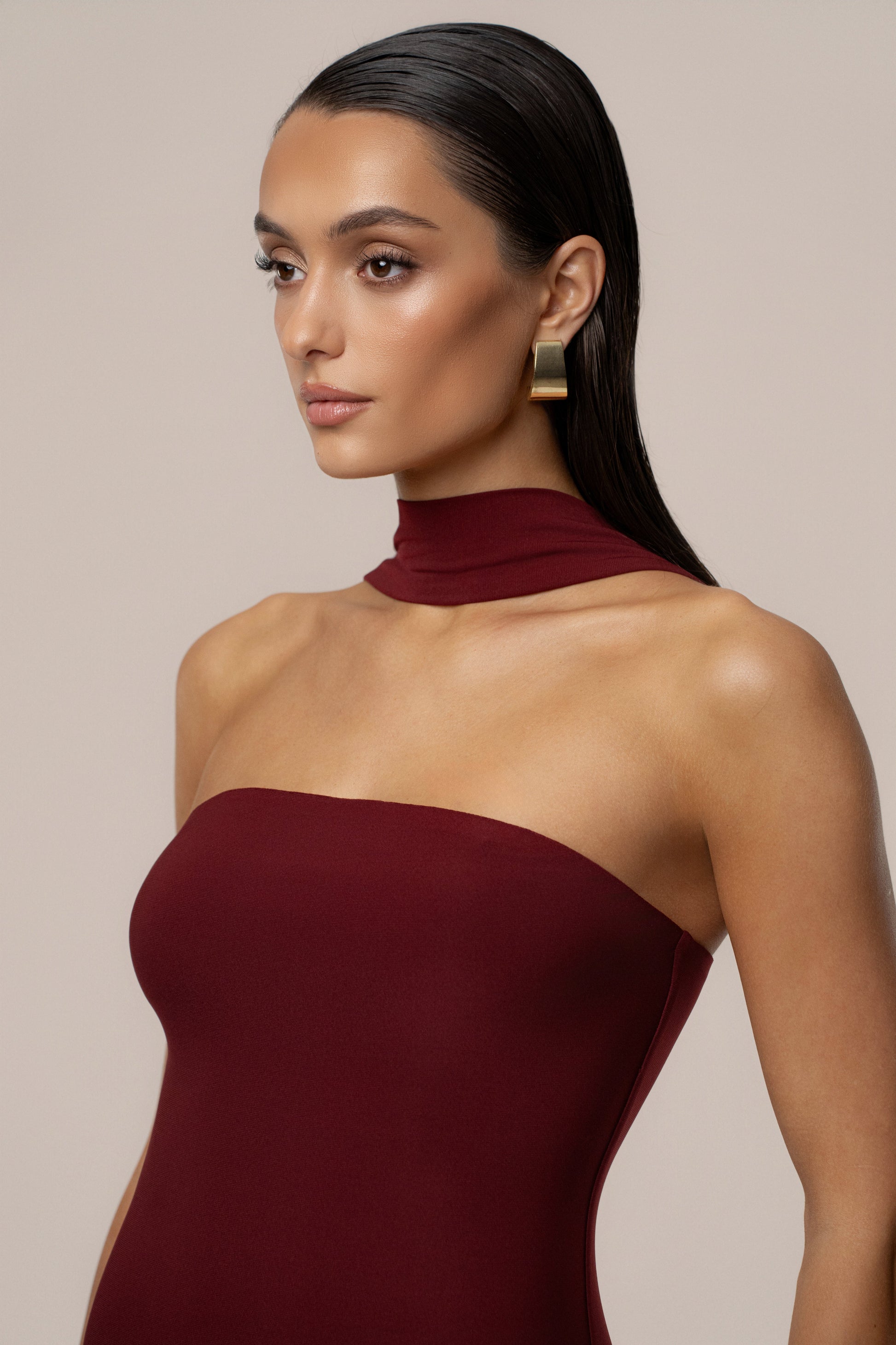 Burgundy Night Rose Maxi Dress JLUXLABEL