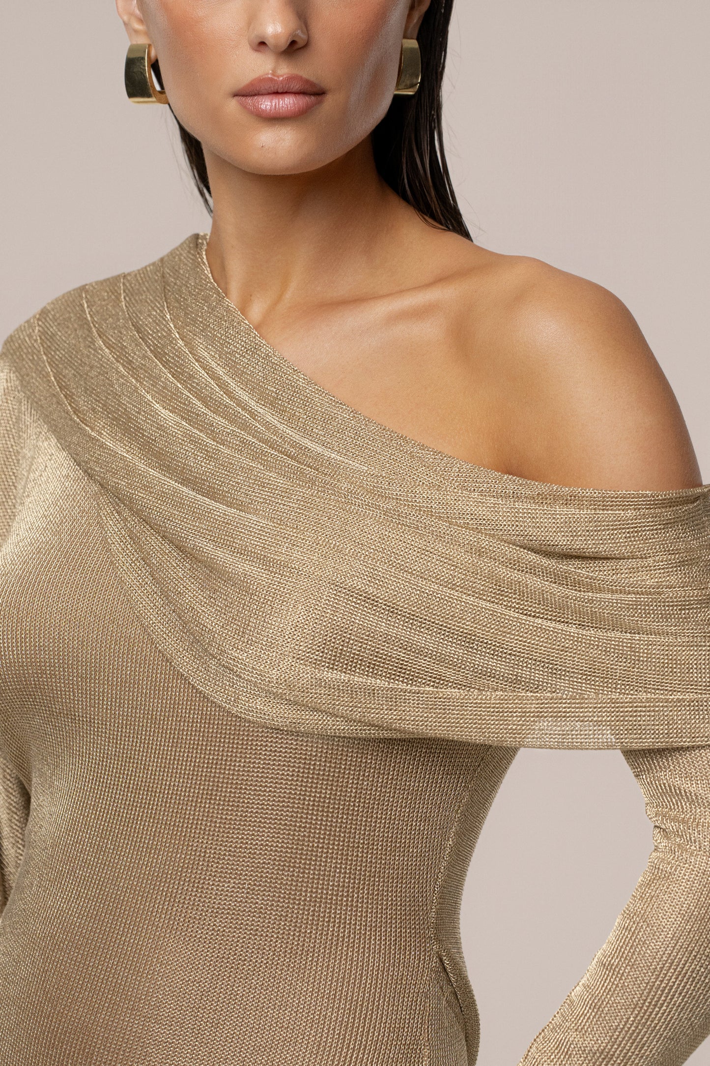 Gold Drape And Shine Maxi Dress JLUXLABEL