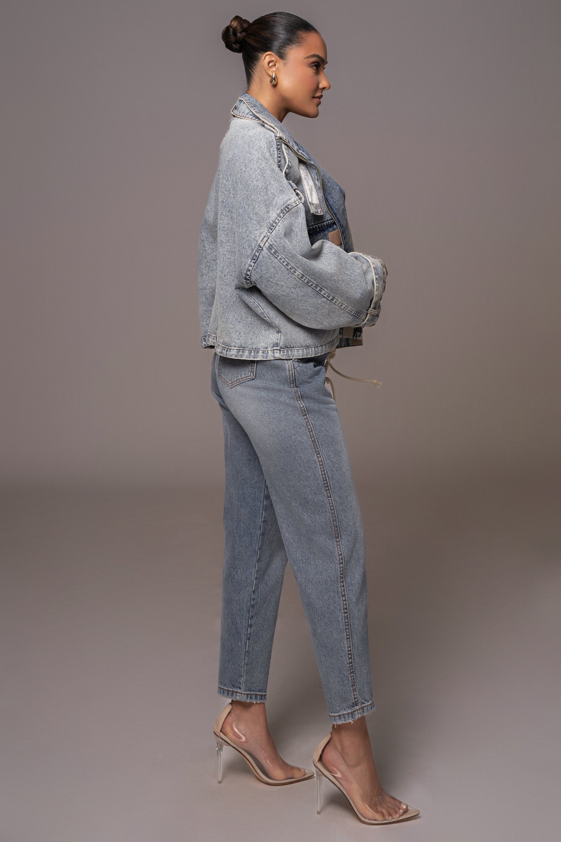 Medium Wash Esther Utility Denim Jacket JLUXLABEL