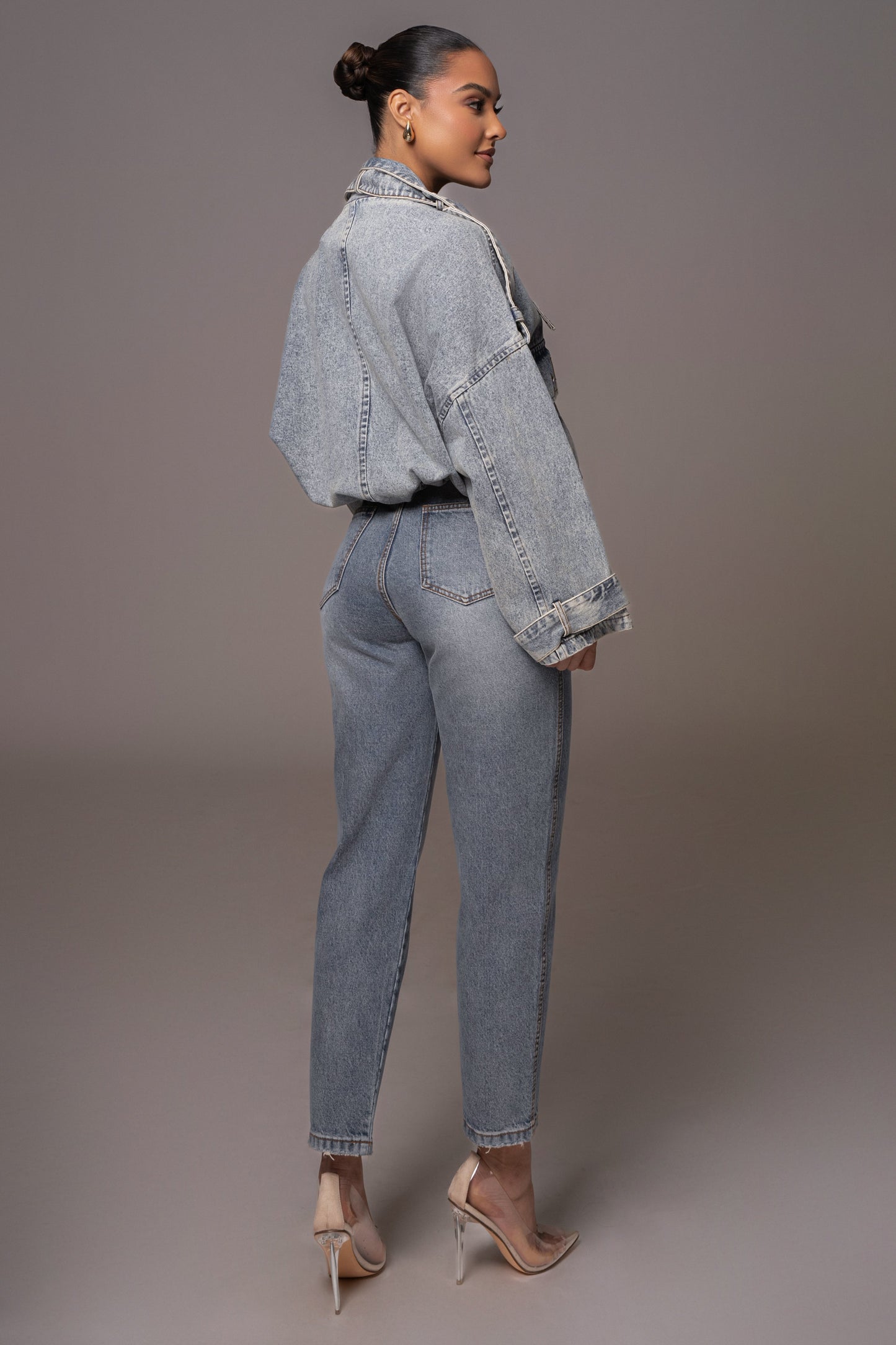 Medium Wash Esther Utility Denim Jacket JLUXLABEL