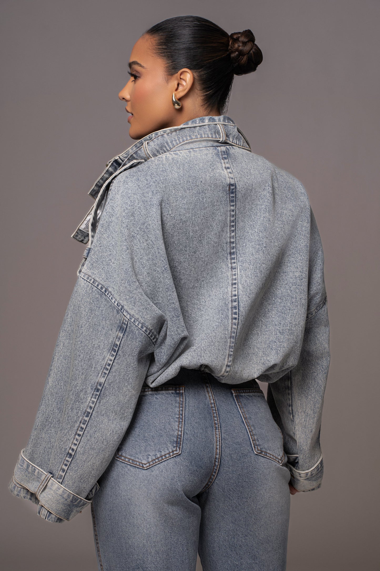 Medium Wash Esther Utility Denim Jacket JLUXLABEL