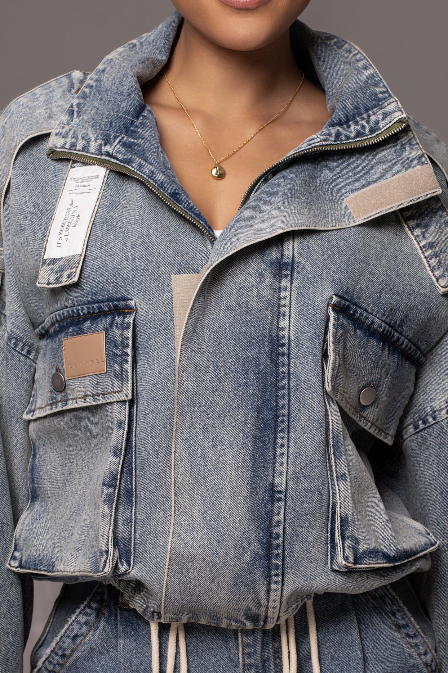 Medium Wash Esther Utility Denim Jacket JLUXLABEL