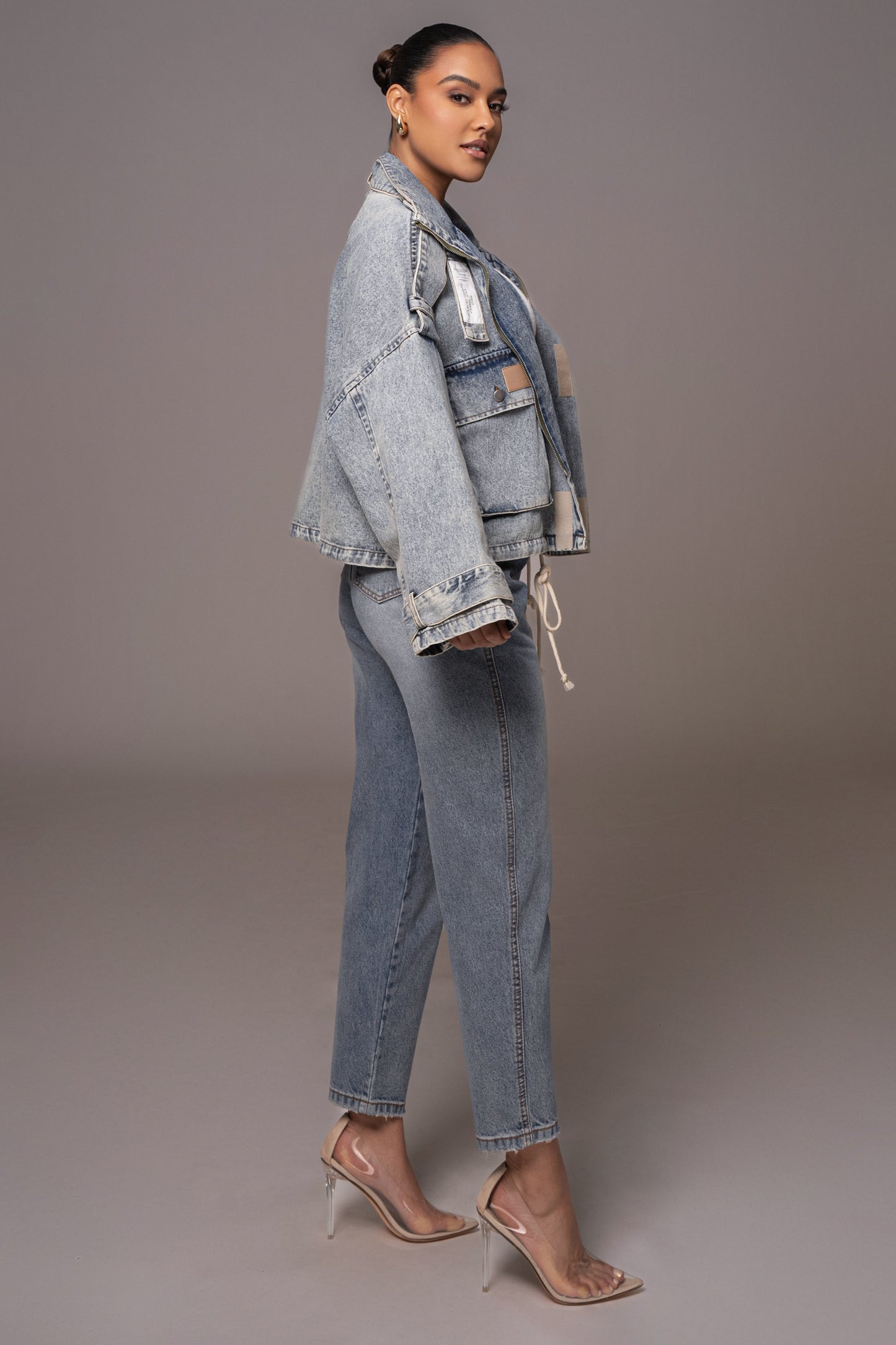 Medium Wash Esther Utility Denim Jacket JLUXLABEL