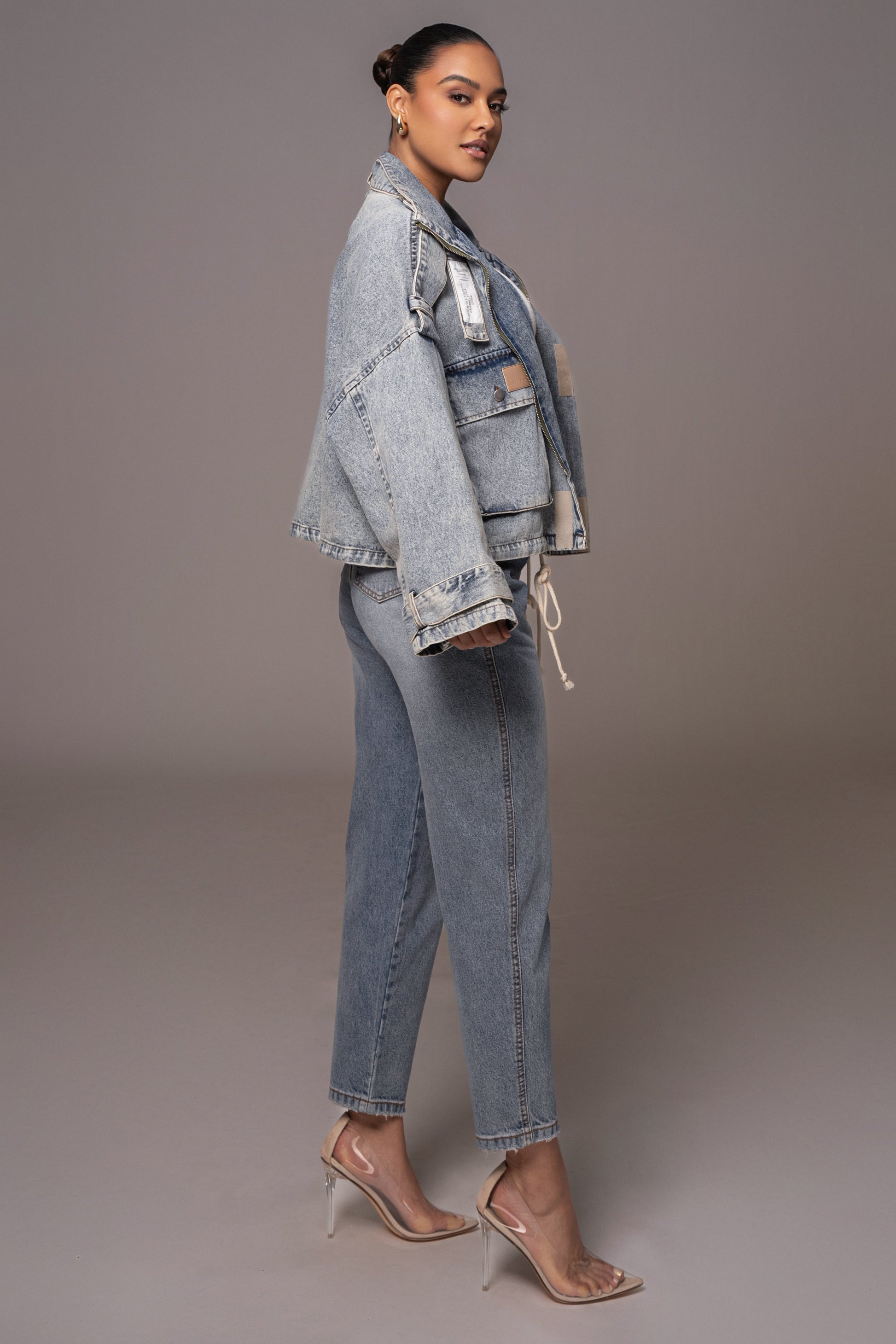 Medium Wash Esther Utility Denim Jacket JLUXLABEL