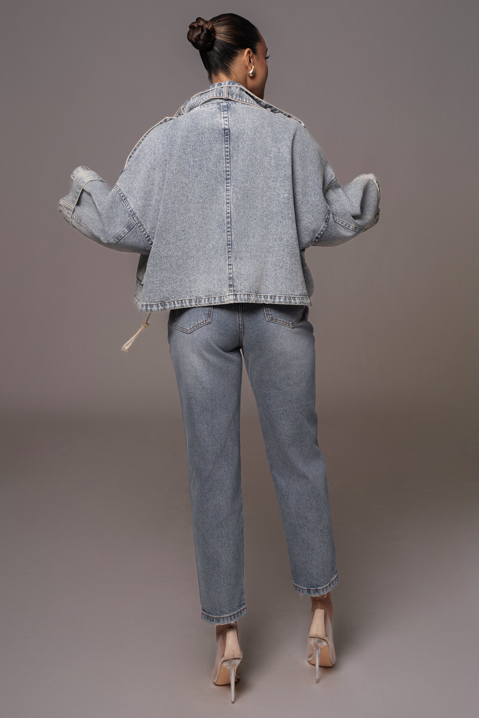 Medium Wash Esther Utility Denim Jacket JLUXLABEL