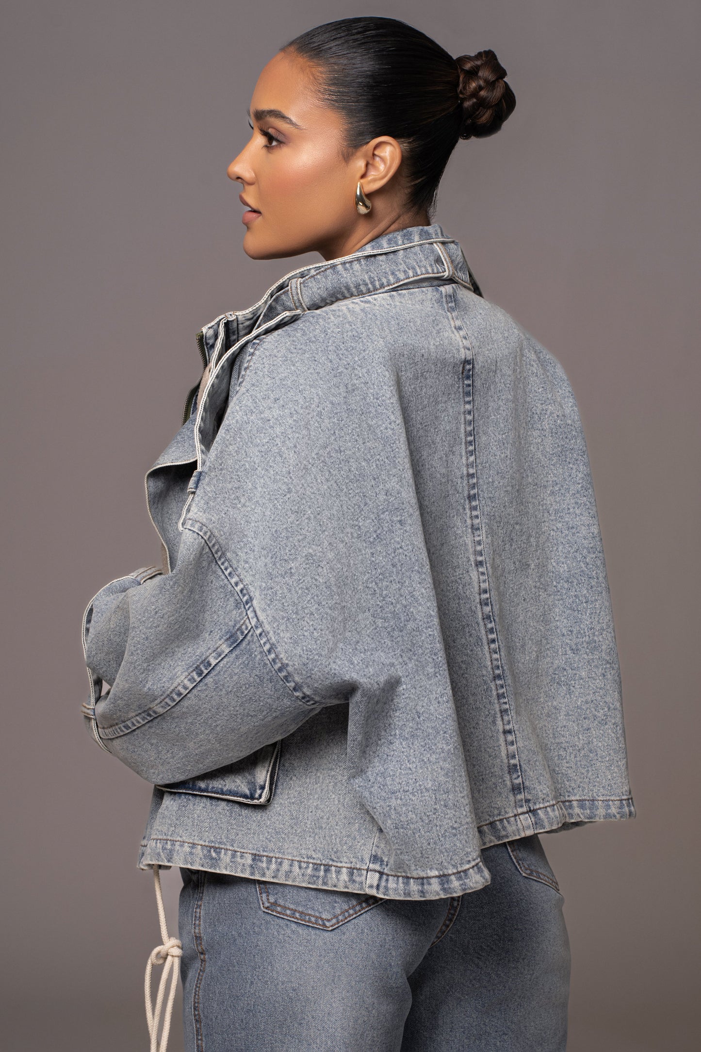 Medium Wash Esther Utility Denim Jacket JLUXLABEL