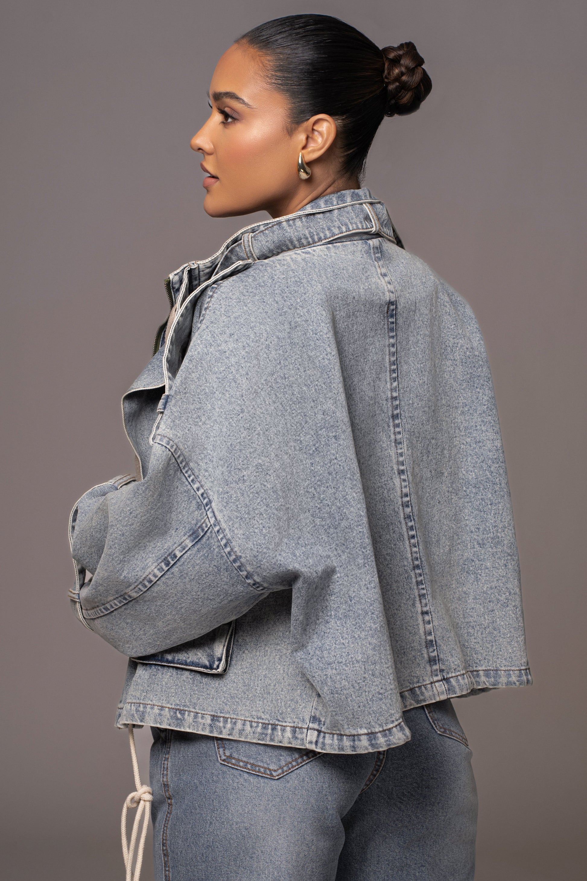 Medium Wash Esther Utility Denim Jacket JLUXLABEL