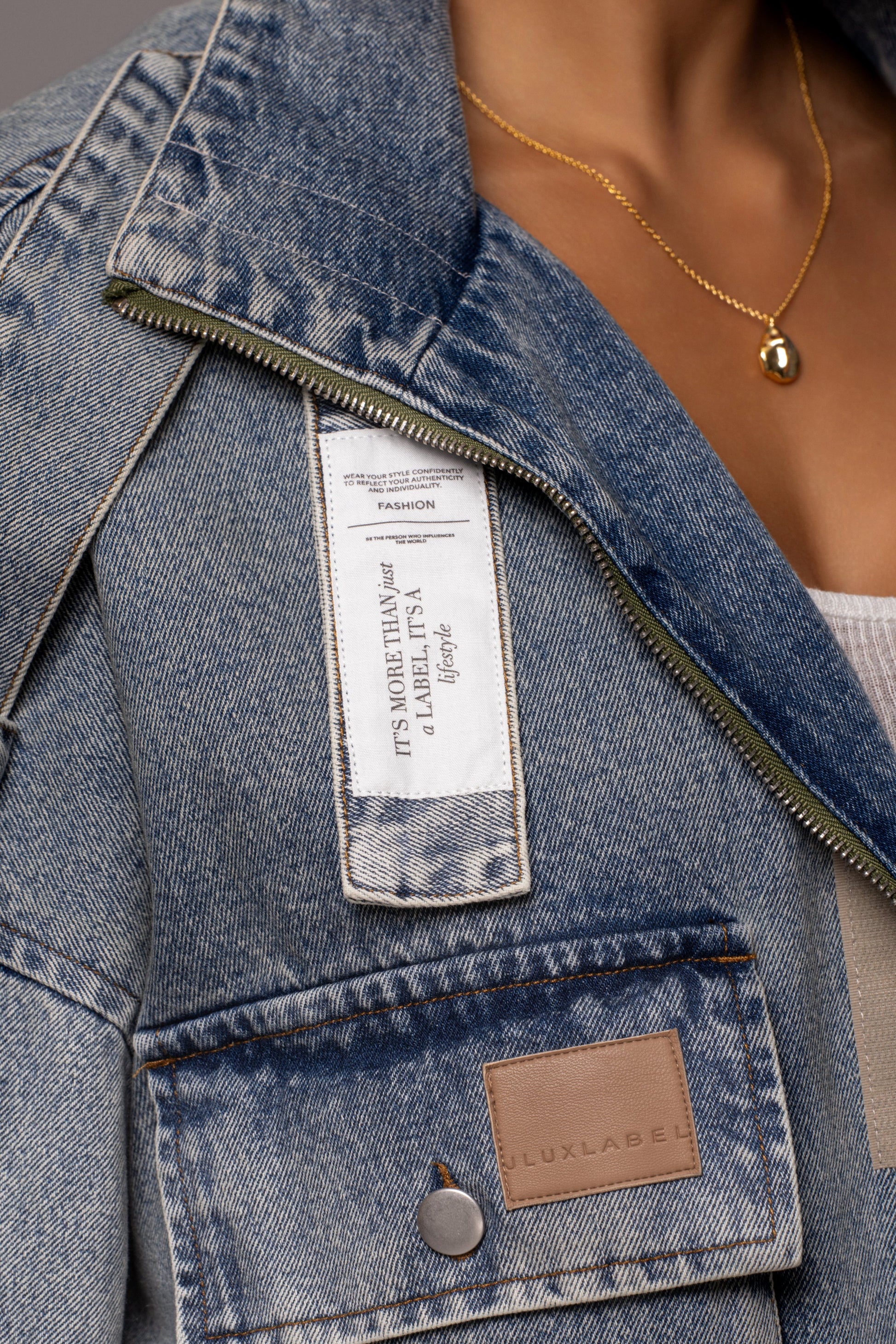 Medium Wash Esther Utility Denim Jacket JLUXLABEL