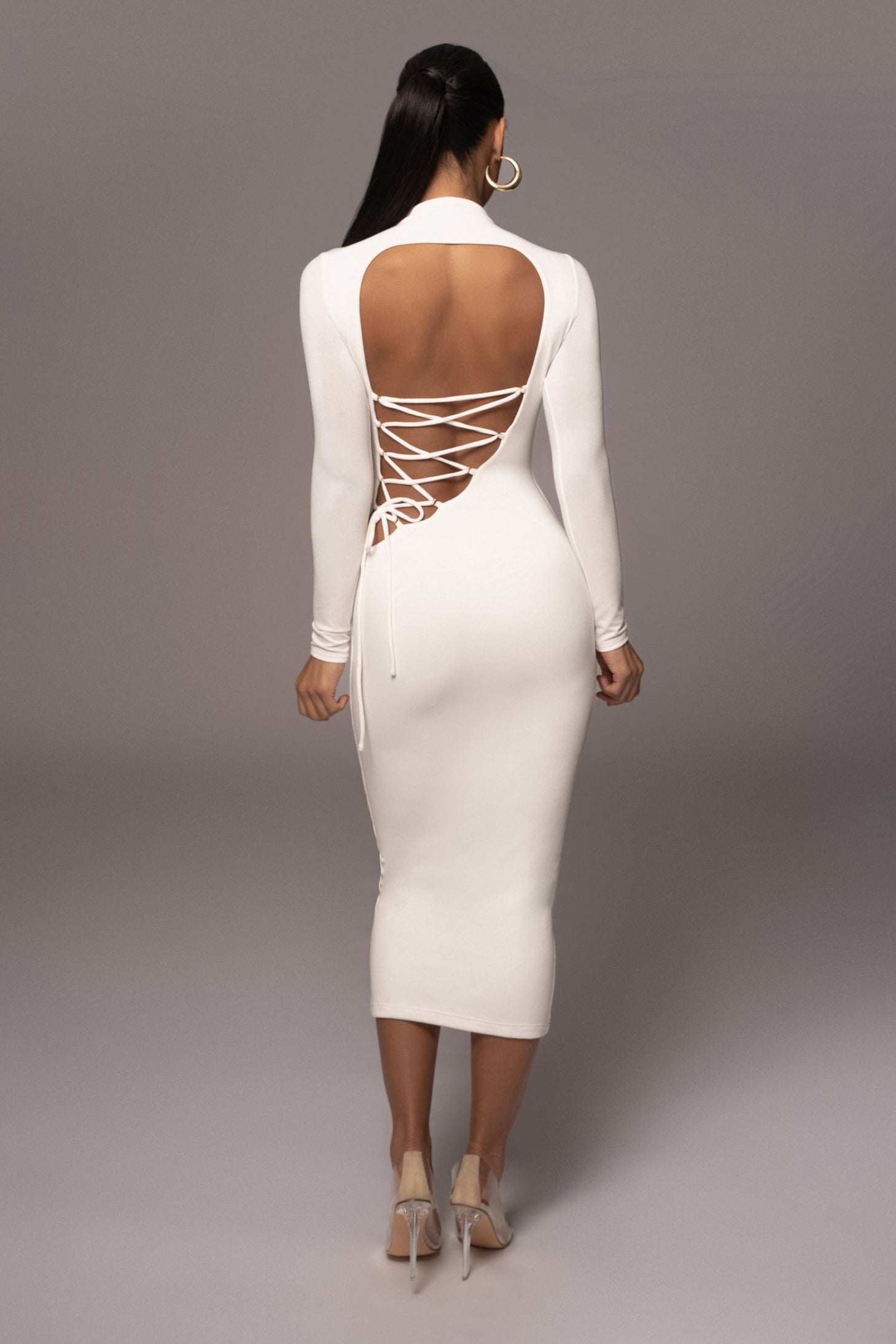 Ivory Shaye Mock Neck Dress JLUXLABEL