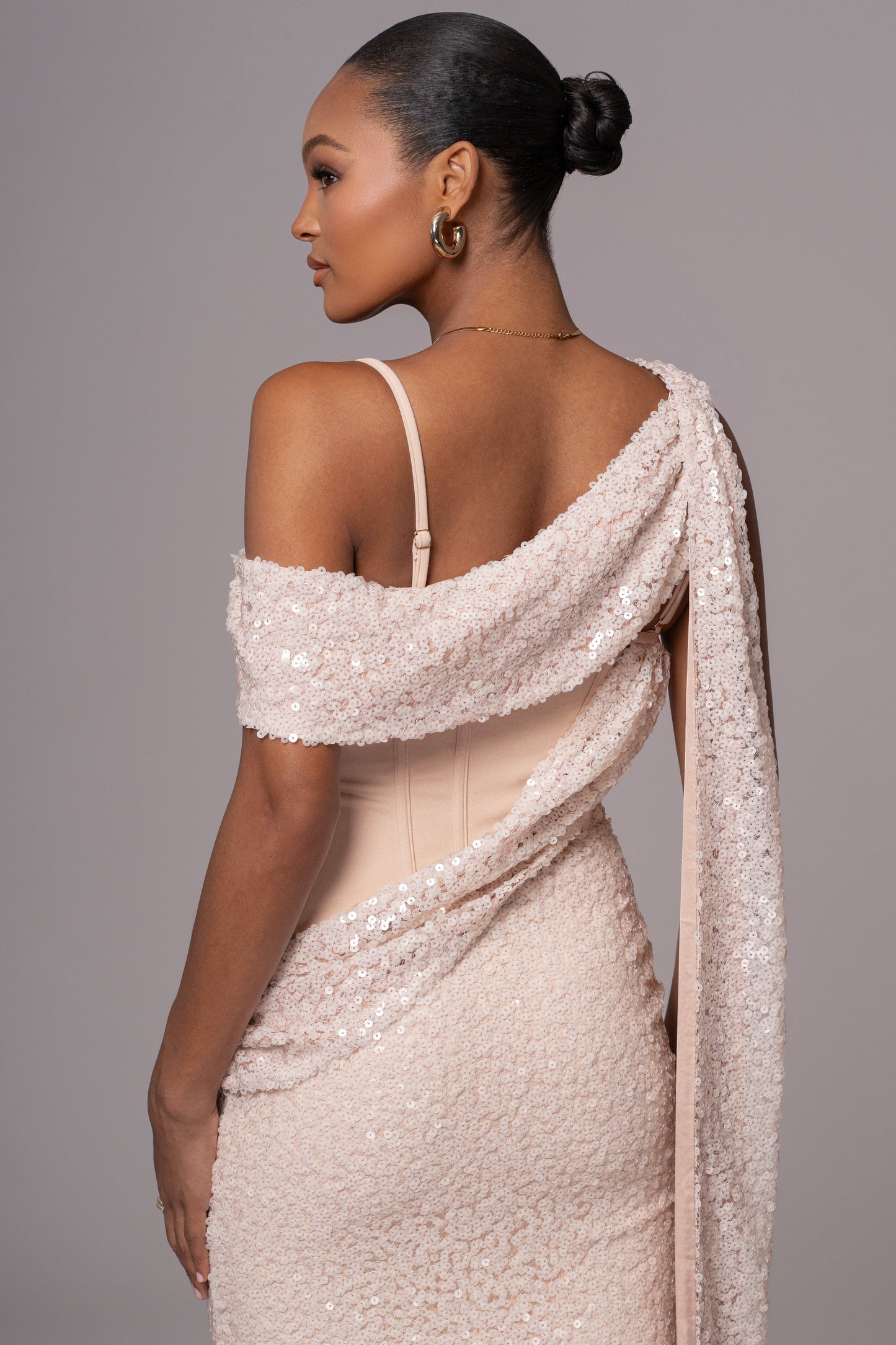 Blush Amani Draped Sequin Maxi Dress JLUXLABEL