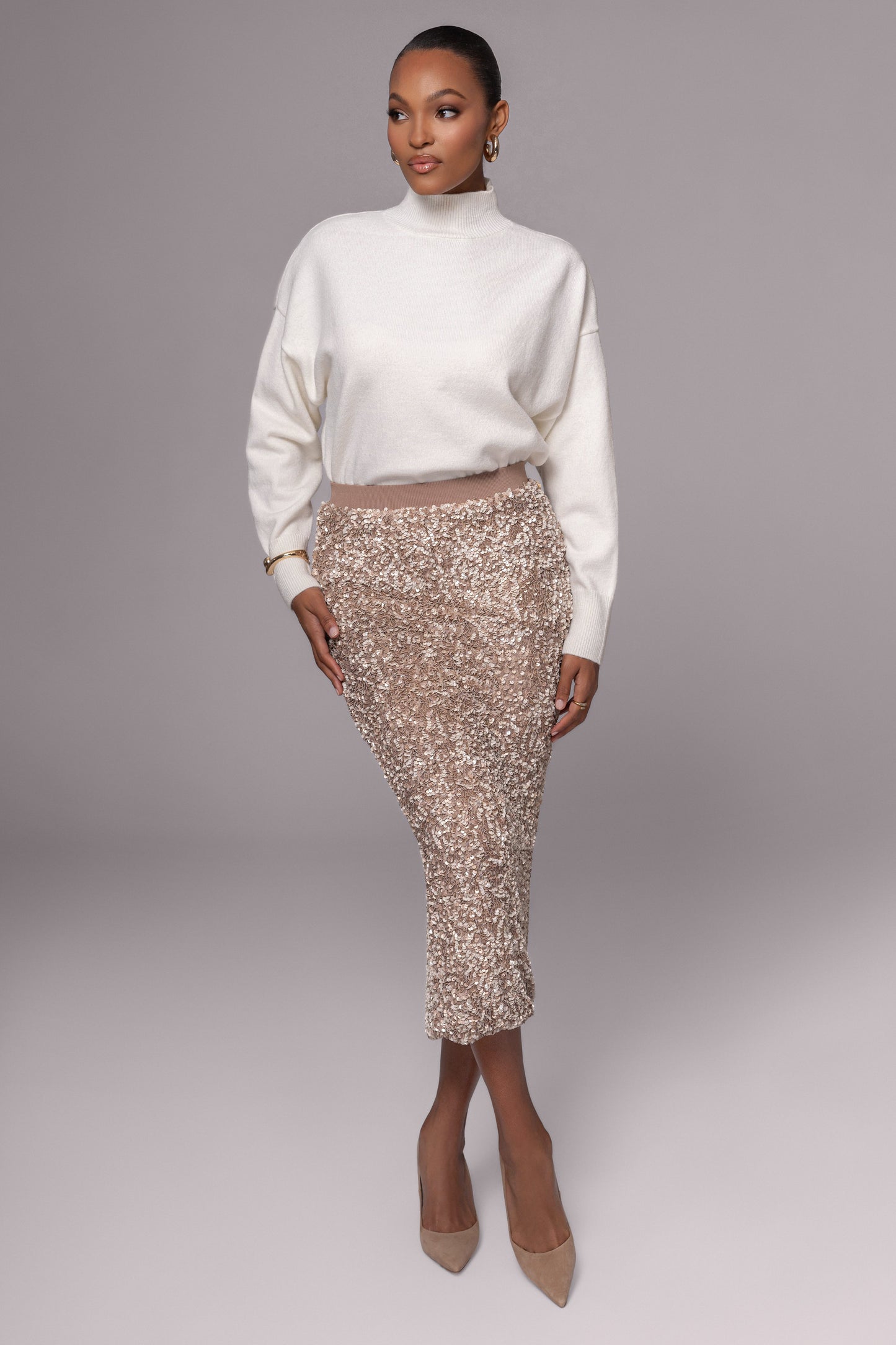 Ivory Turtleneck Sweater Top JLUXLABEL