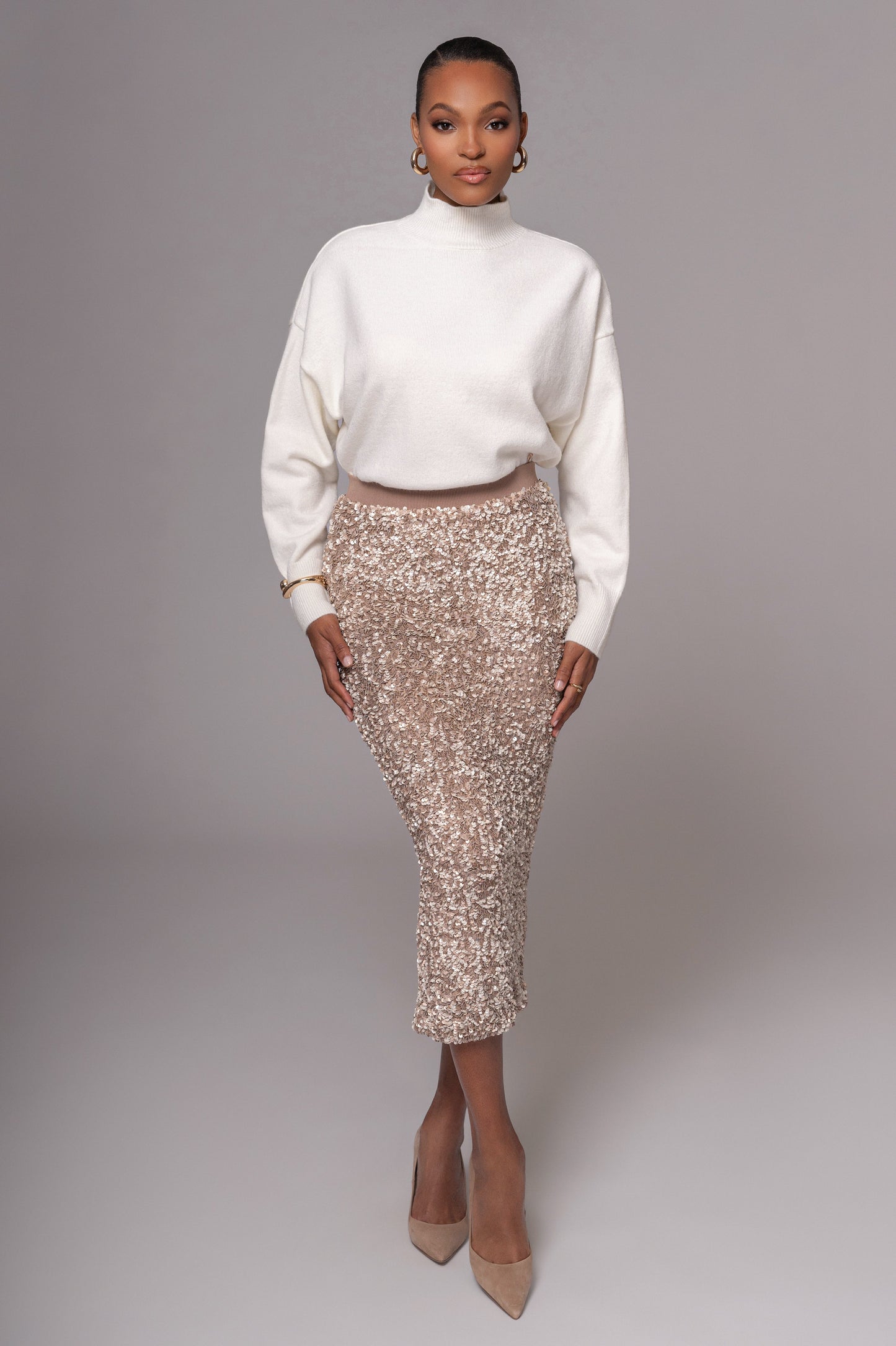 Ivory Turtleneck Sweater Top JLUXLABEL