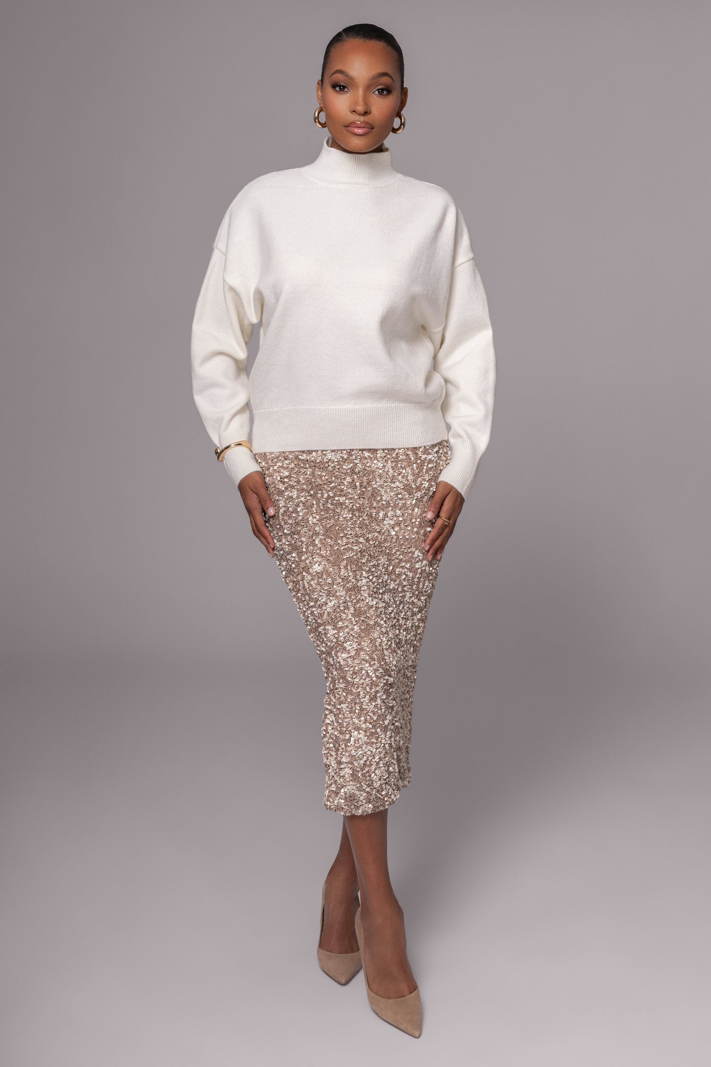 Ivory Turtleneck Sweater Top JLUXLABEL