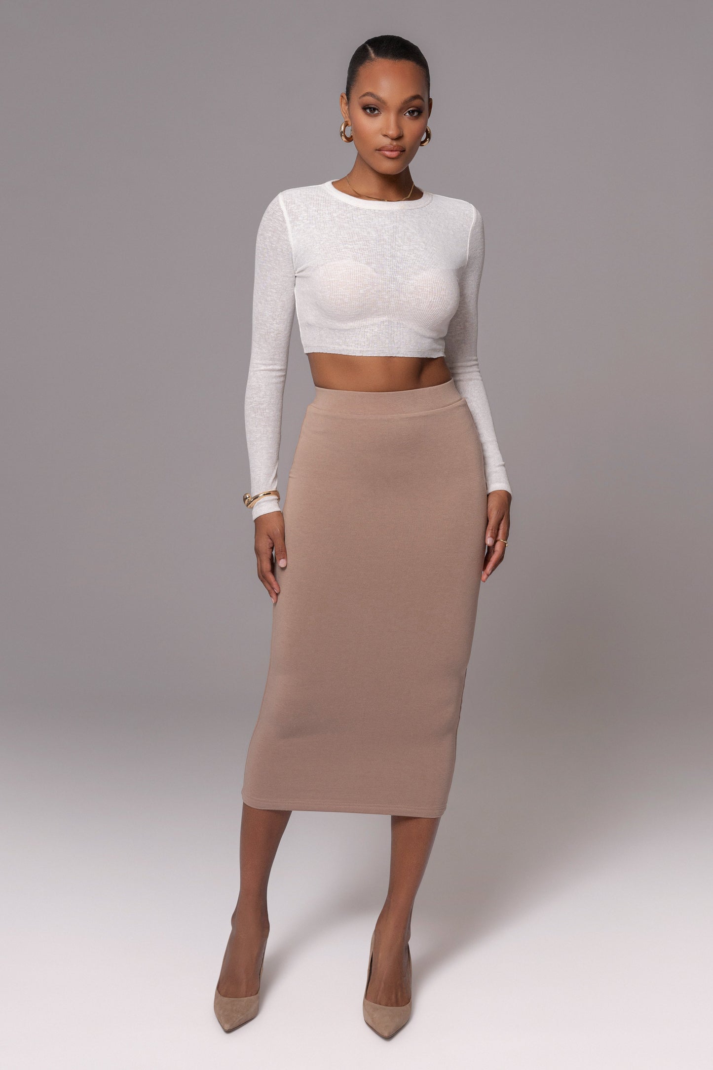 Ivory Just Enough Ribbed Crop Top JLUXLABEL