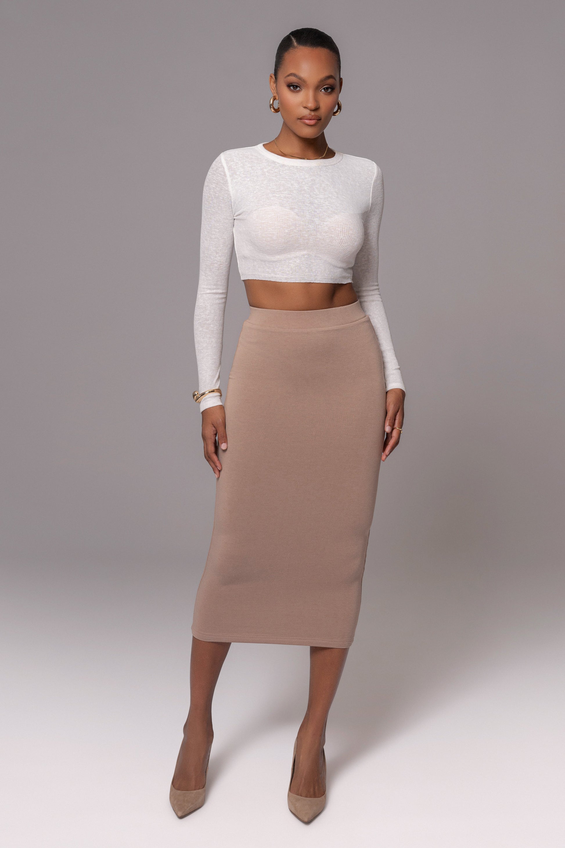 Ivory Just Enough Ribbed Crop Top JLUXLABEL