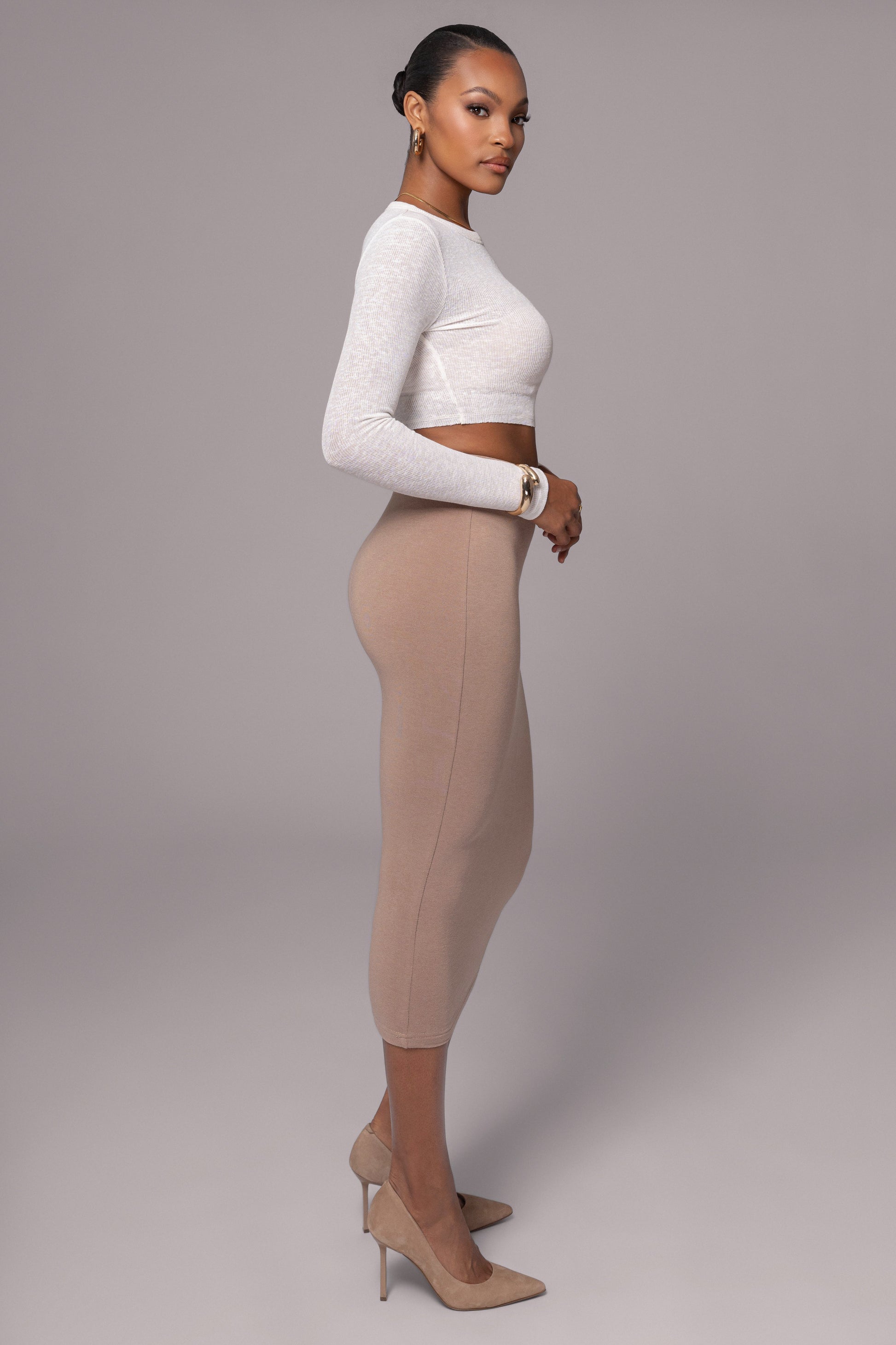 Ivory Just Enough Ribbed Crop Top JLUXLABEL