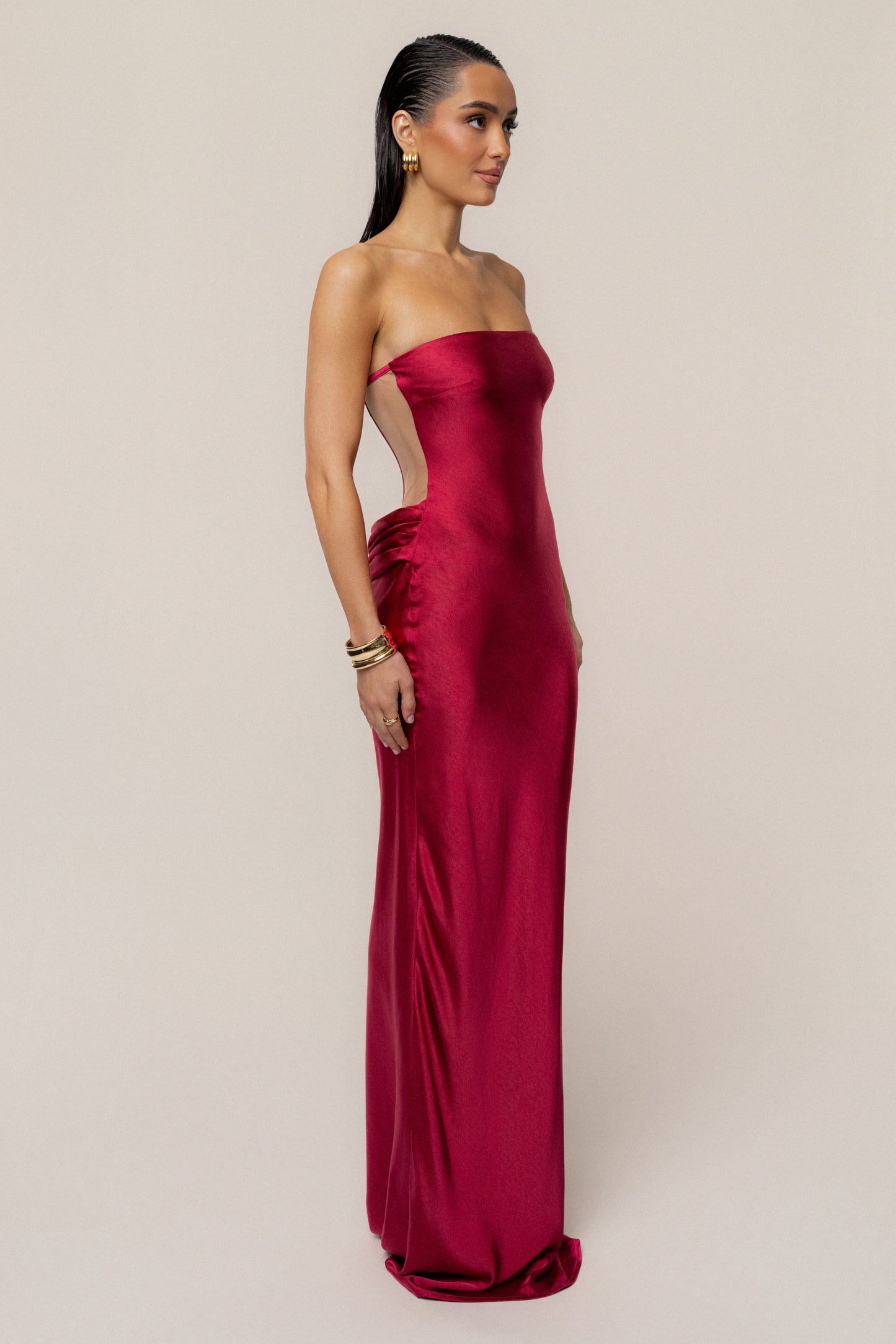 Red Regal Rising Satin Maxi Dress JLUXLABEL
