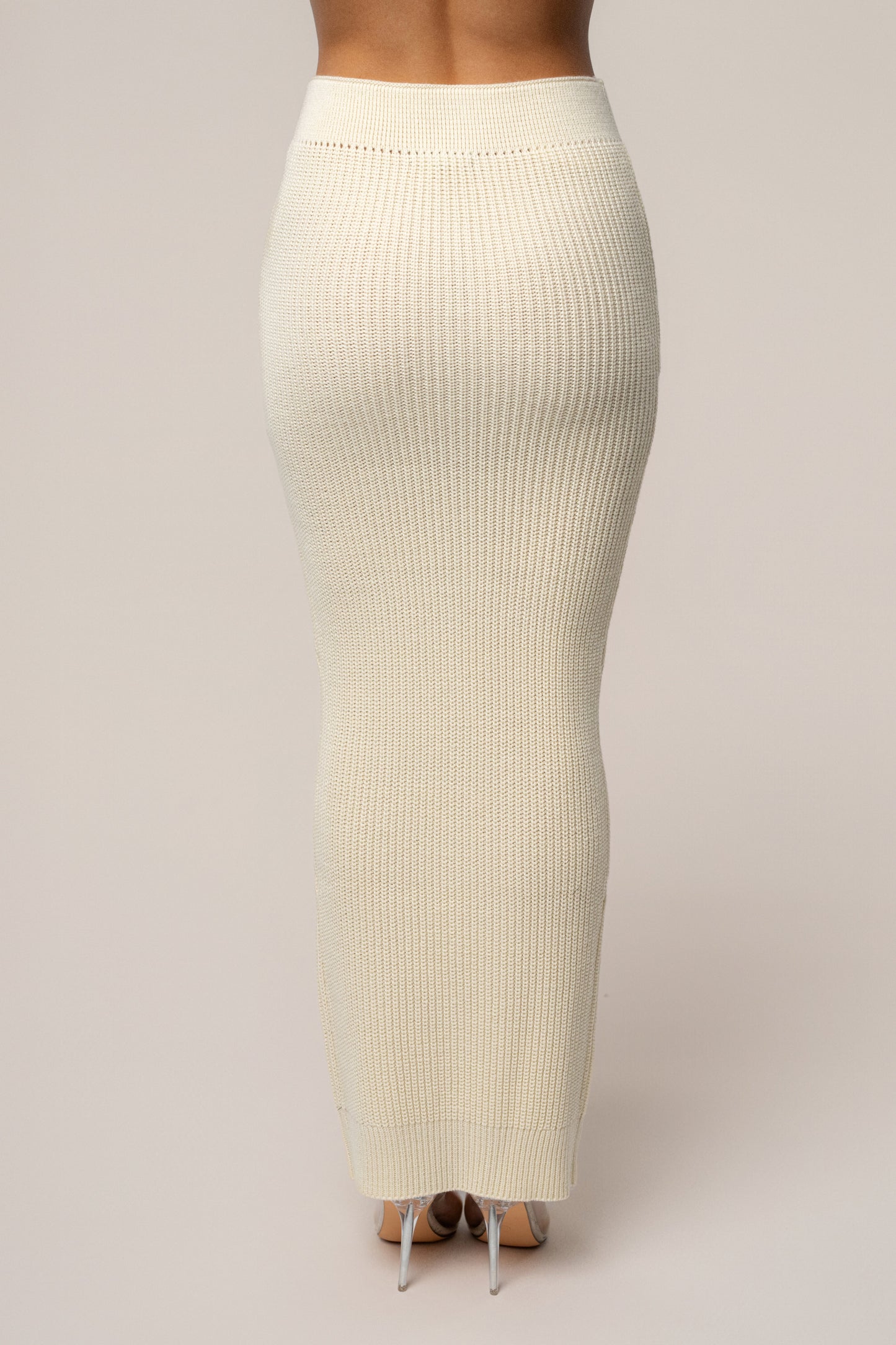 Cream Missy Cable Sweater Midi Skirt JLUXLABEL