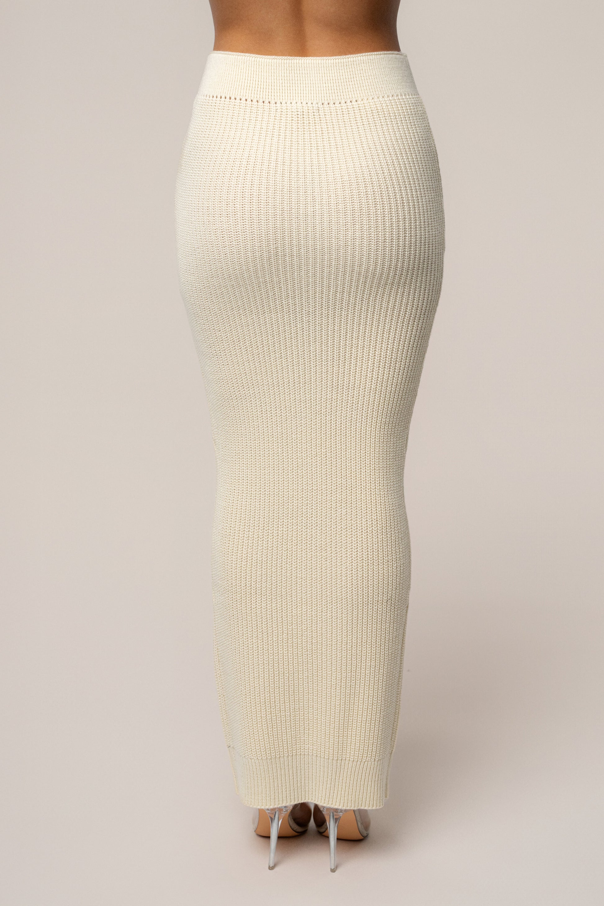 Cream Missy Cable Sweater Midi Skirt JLUXLABEL