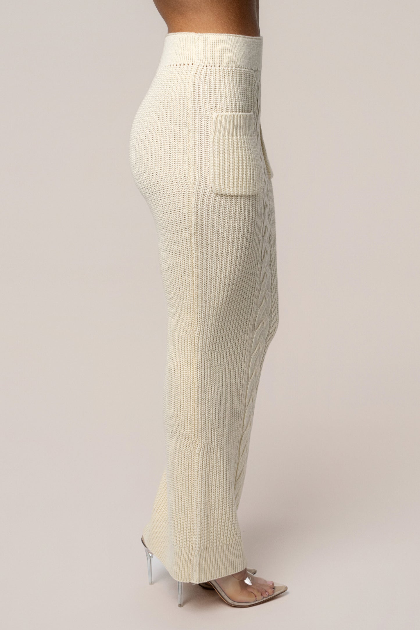 Cream Missy Cable Sweater Midi Skirt JLUXLABEL