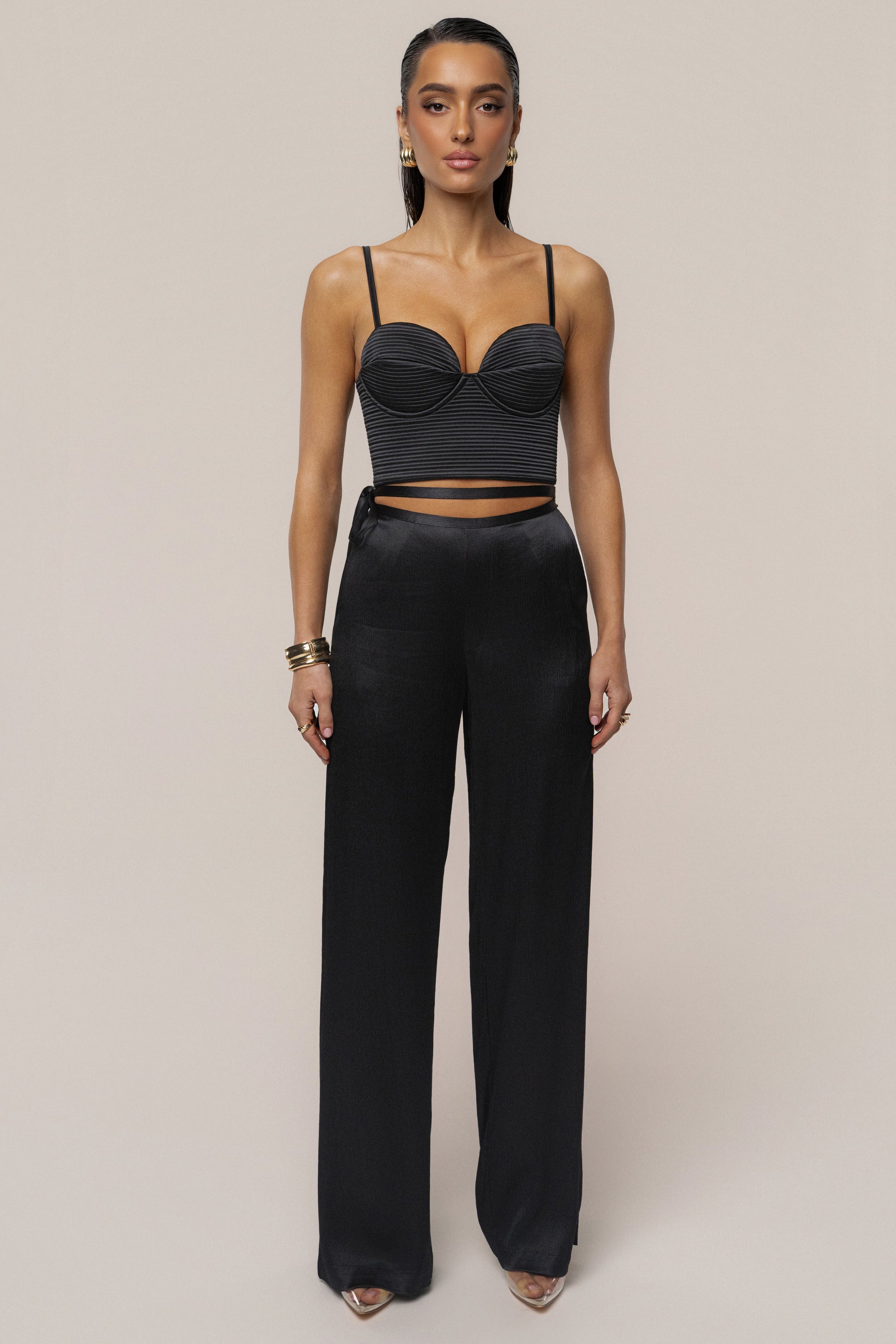 Black Thalia Textured Bustier JLUXLABEL