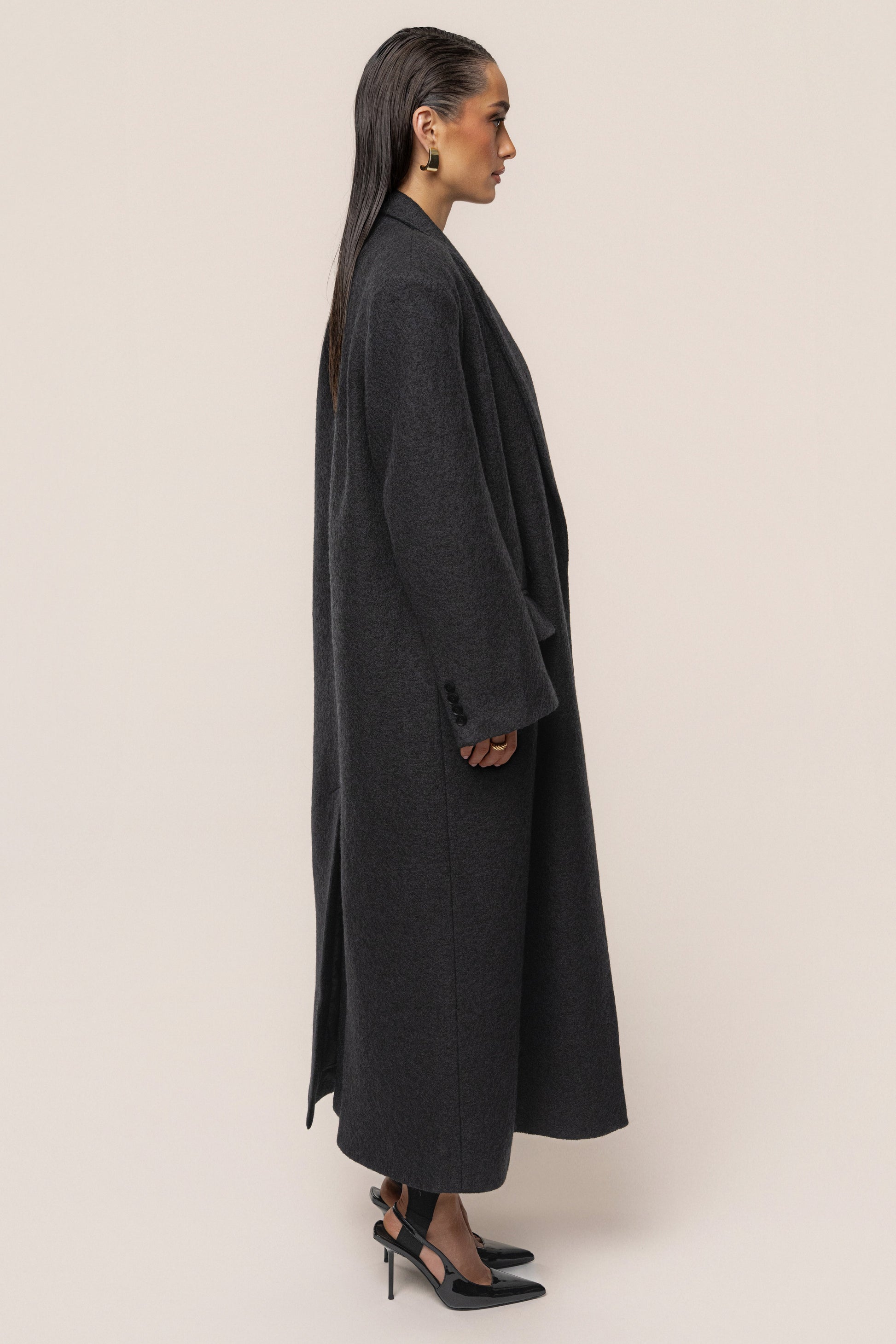 Black Oversize Double Breasted Coat JLUXLABEL