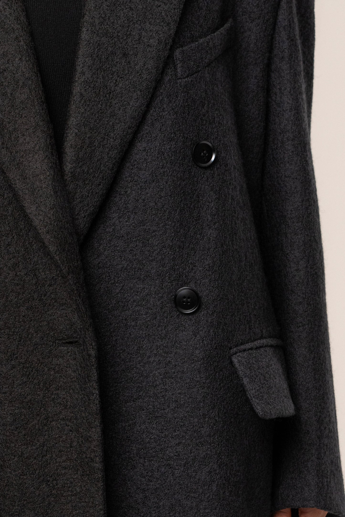 Black Oversize Double Breasted Coat JLUXLABEL