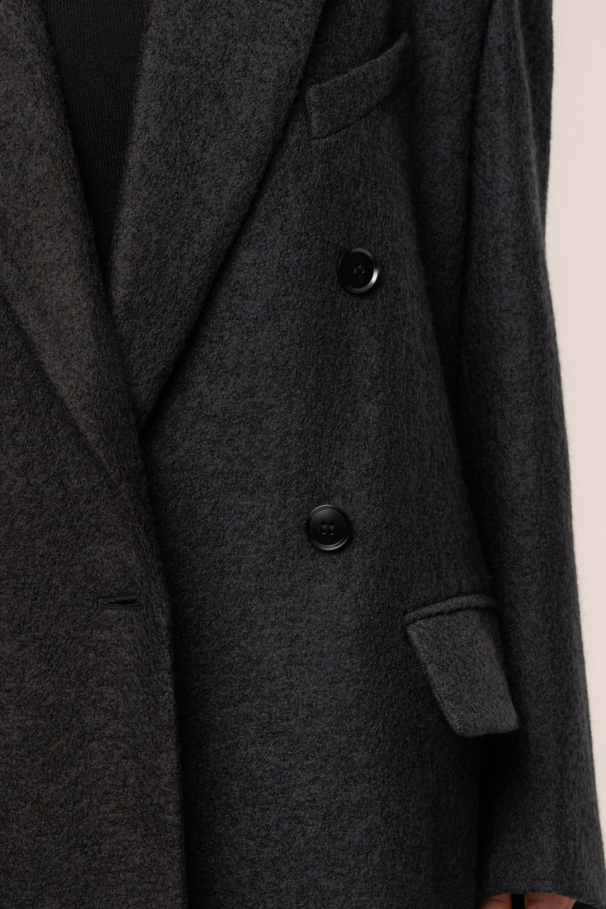 Black Oversize Double Breasted Coat JLUXLABEL