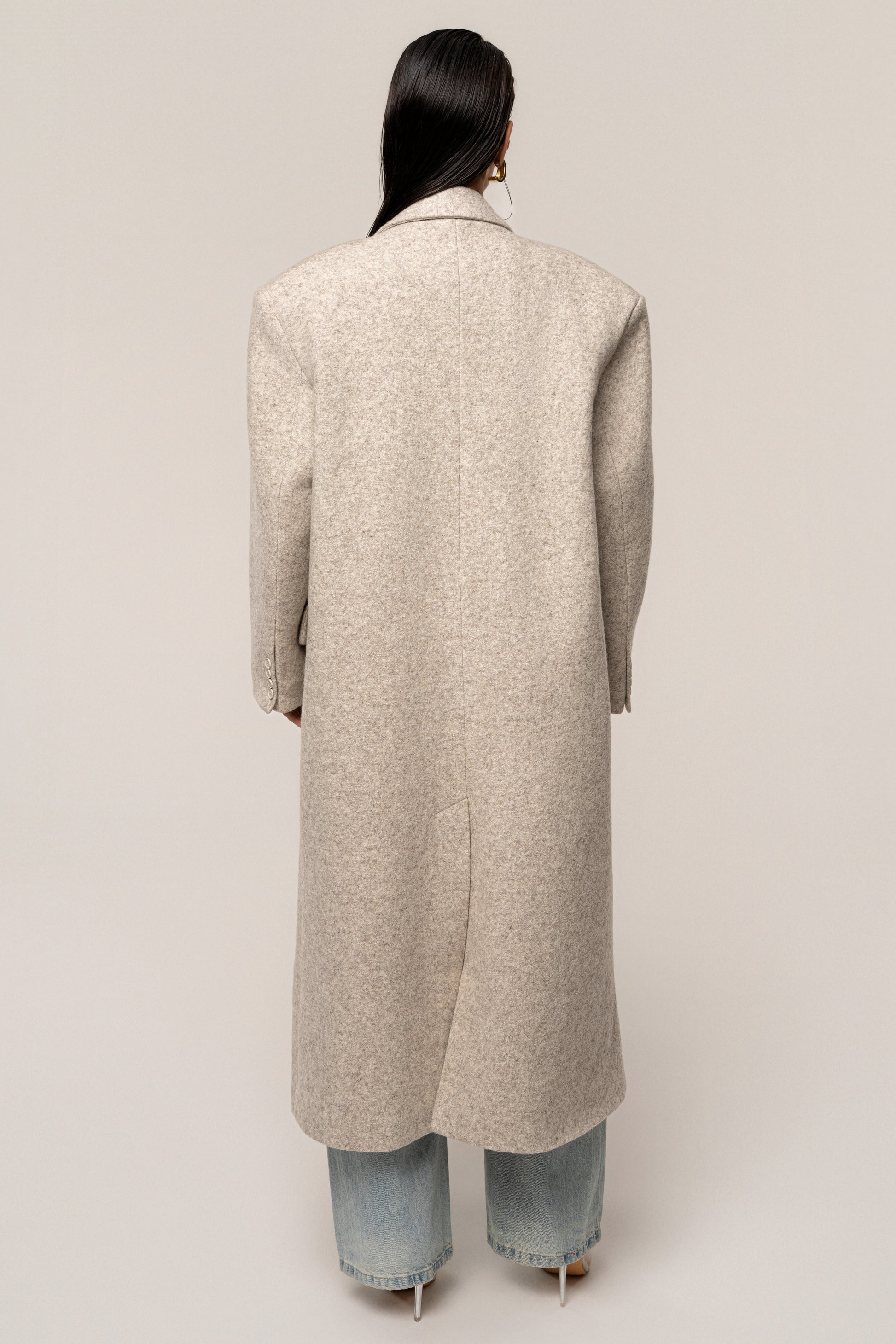 Beige Oversize Double Breasted Coat JLUXLABEL