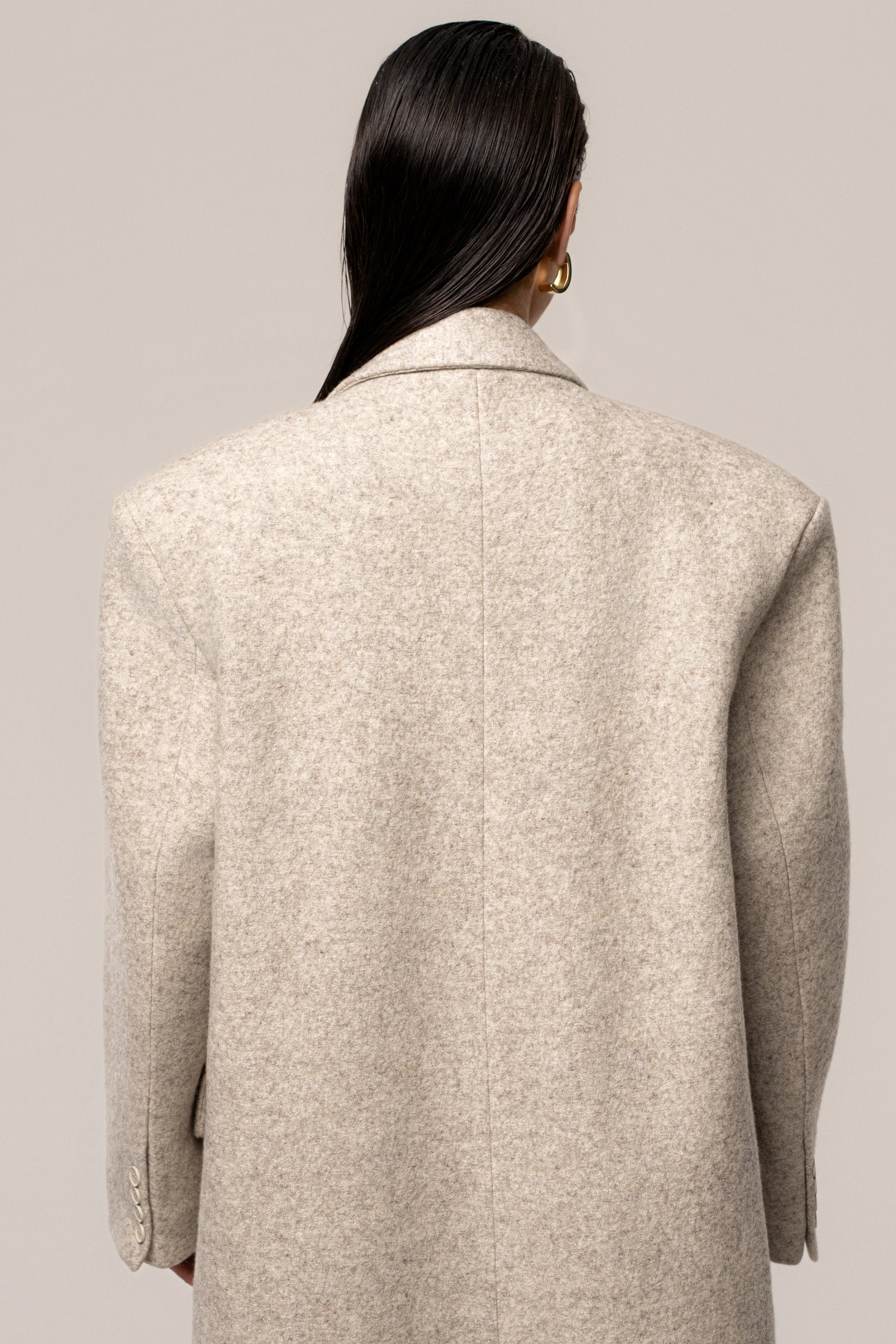 Beige Oversize Double Breasted Coat JLUXLABEL