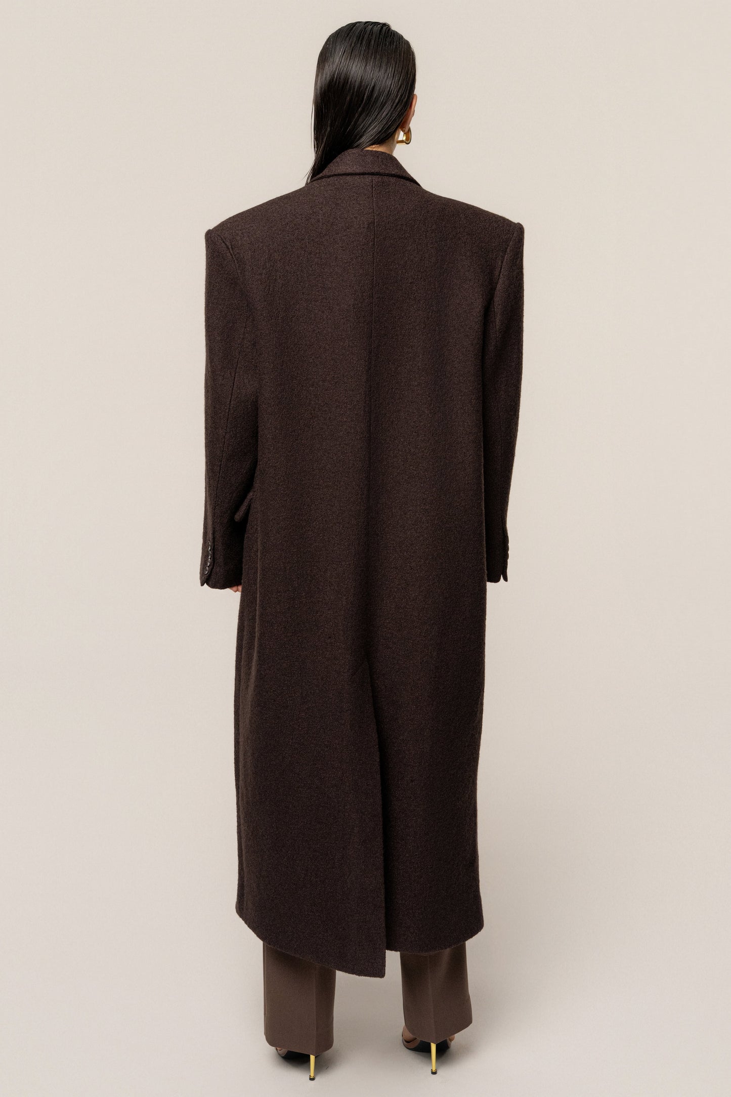 Chocolate Oversize Double Breasted Coat JLUXLABEL
