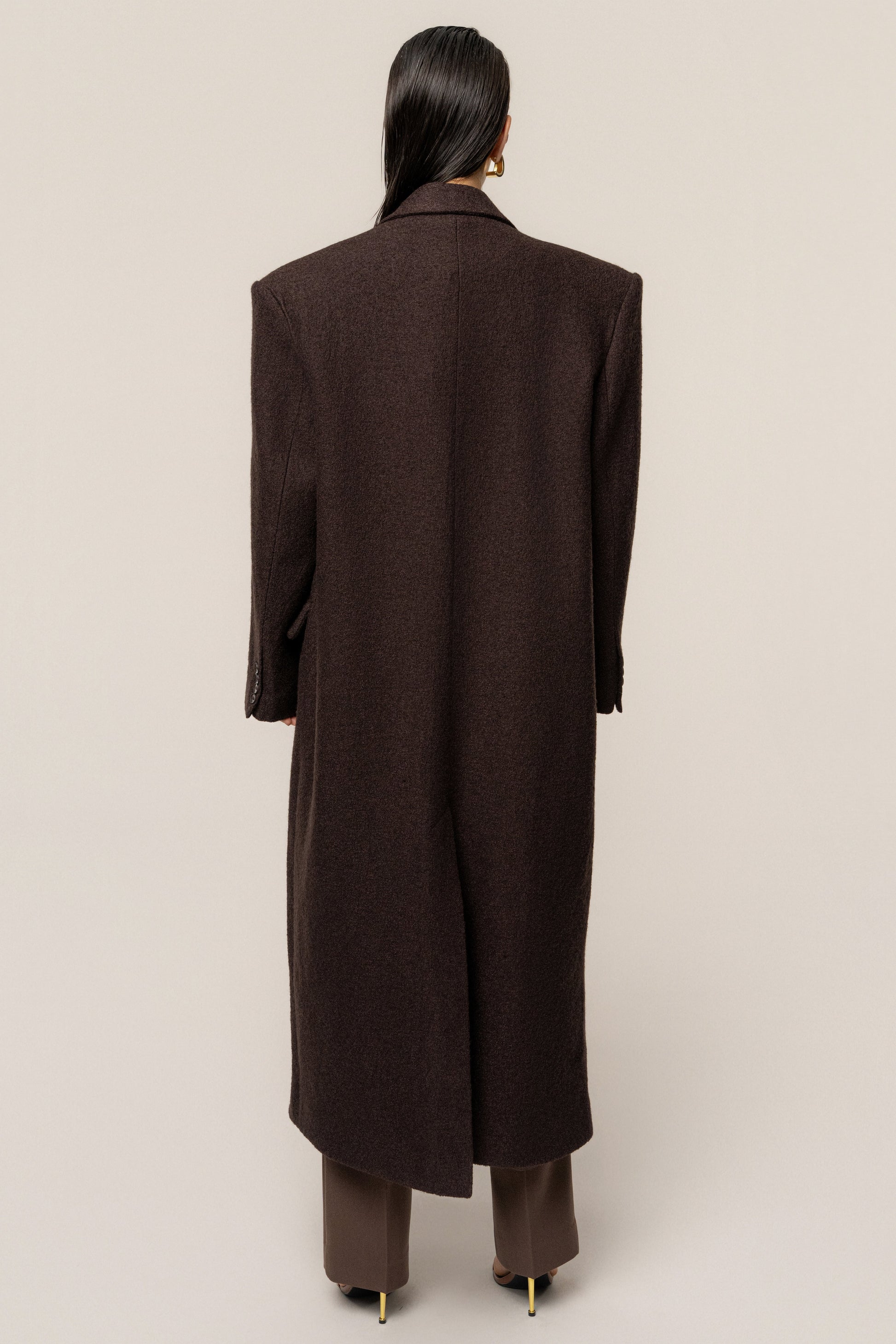Chocolate Oversize Double Breasted Coat JLUXLABEL