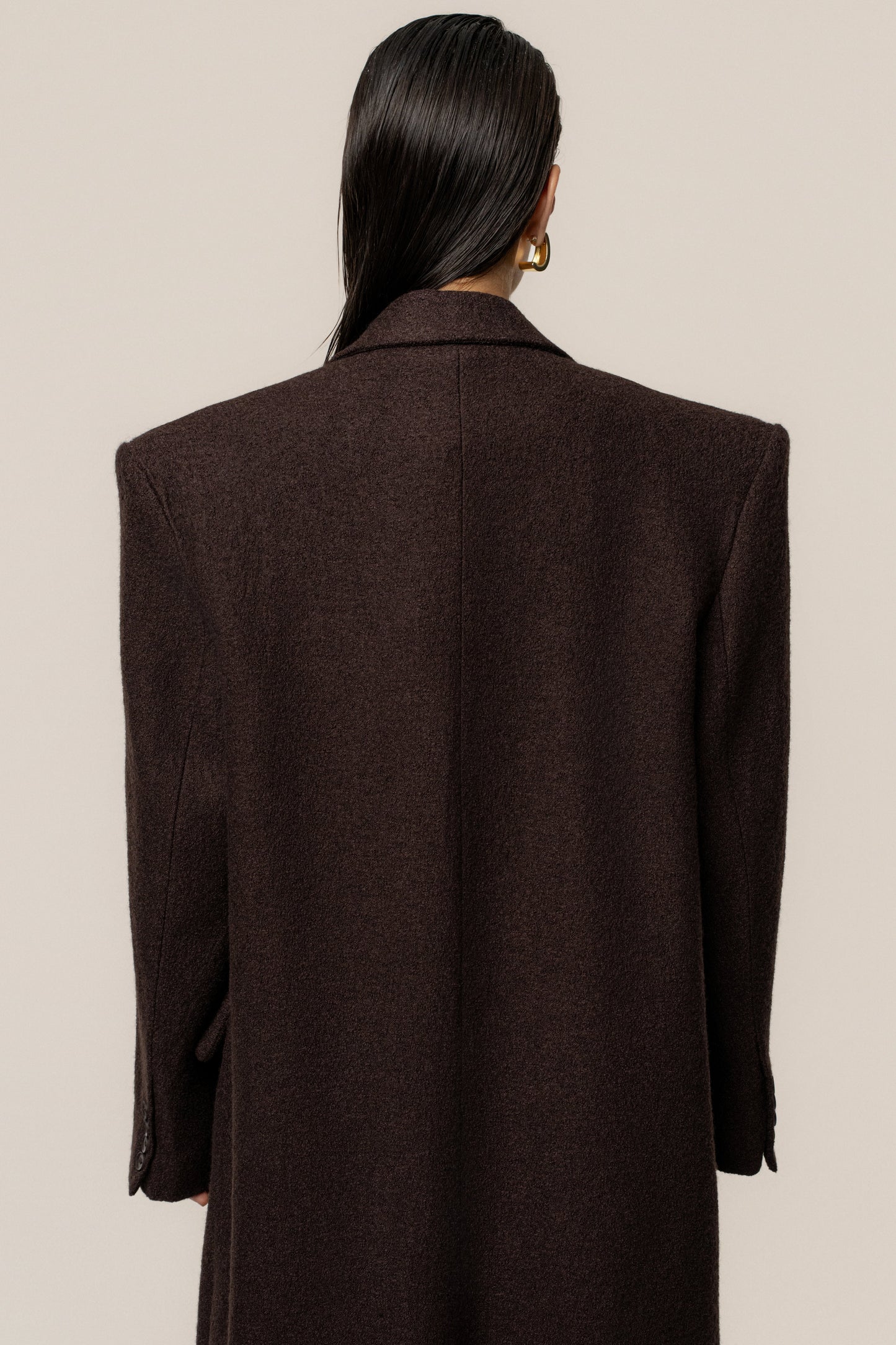 Chocolate Oversize Double Breasted Coat JLUXLABEL