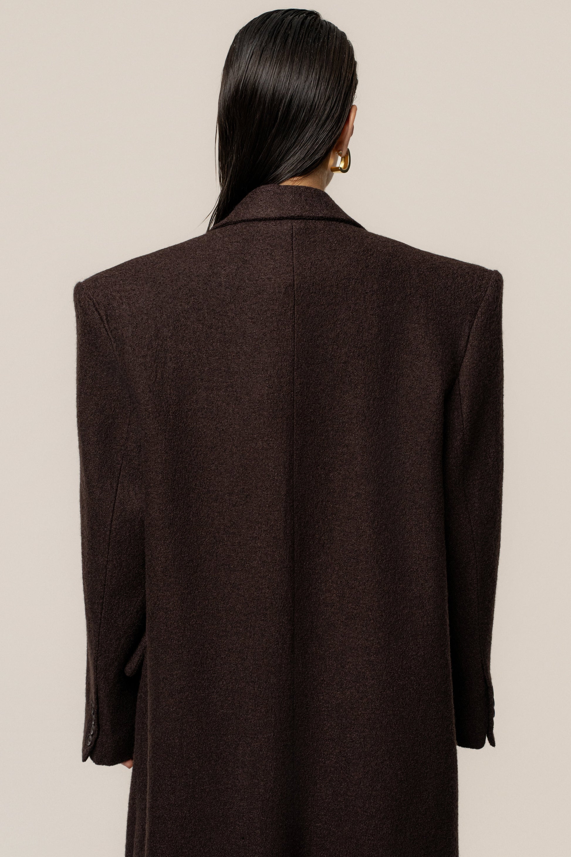 Chocolate Oversize Double Breasted Coat JLUXLABEL