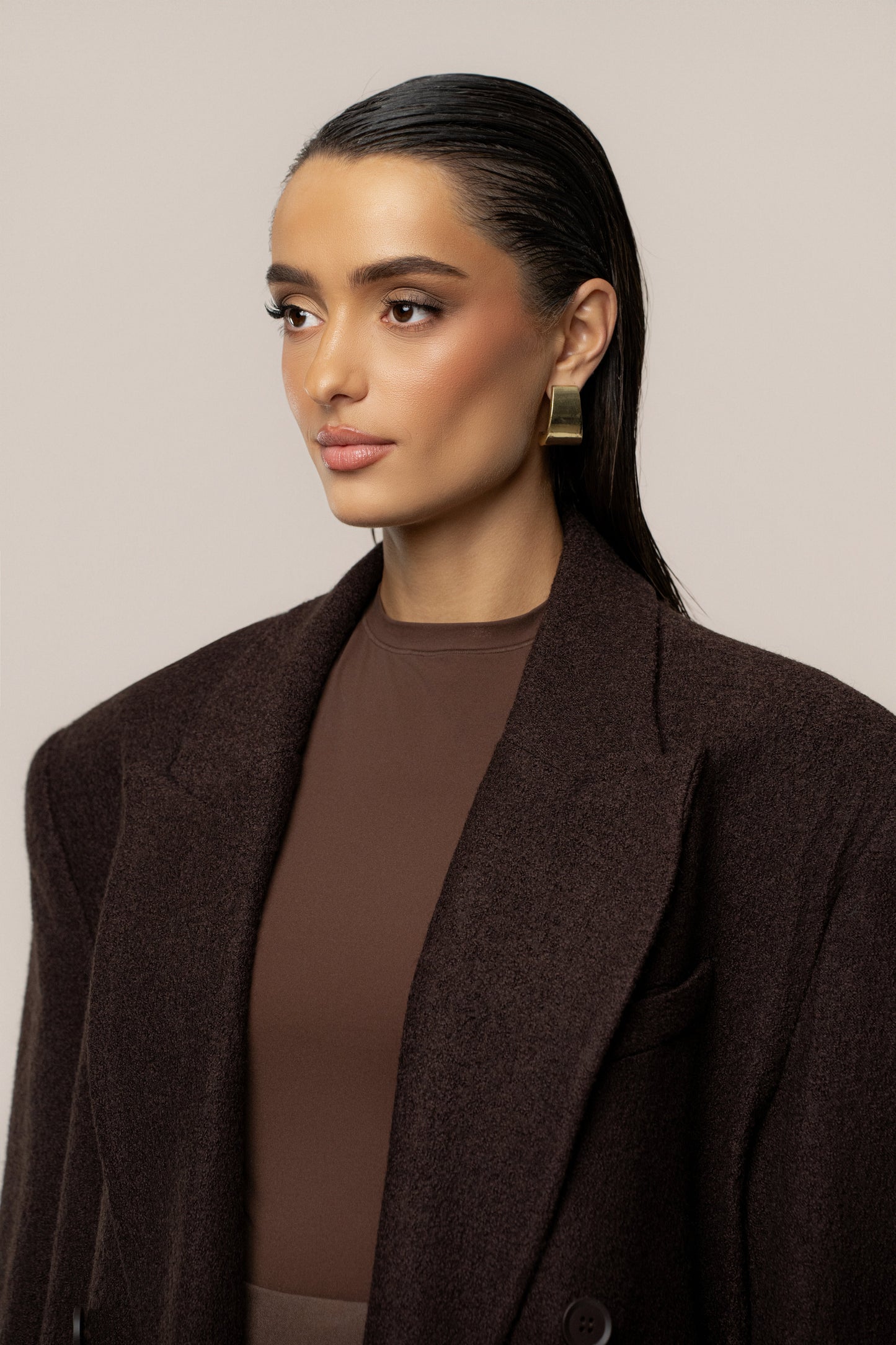 Chocolate Oversize Double Breasted Coat JLUXLABEL