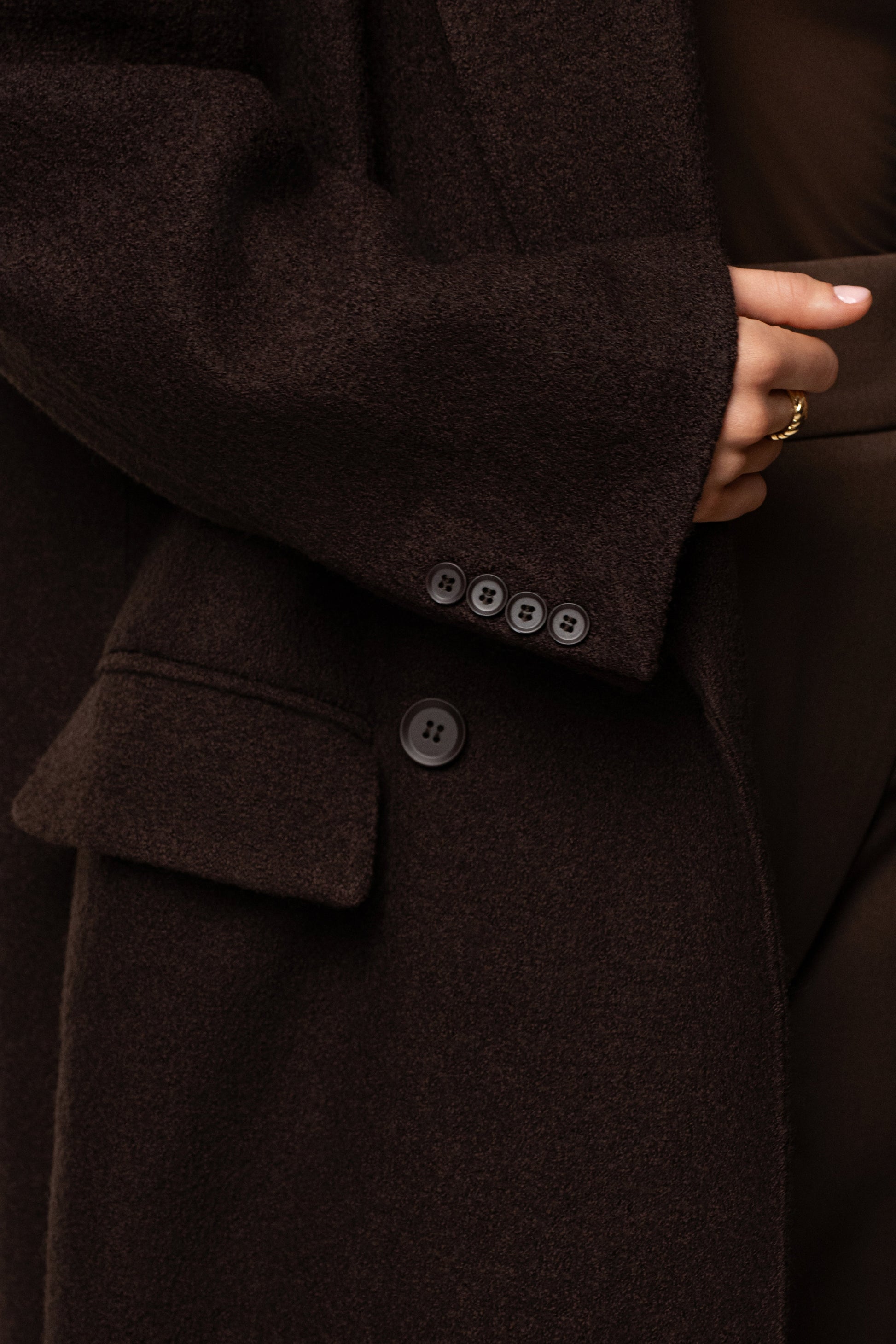 Chocolate Oversize Double Breasted Coat JLUXLABEL