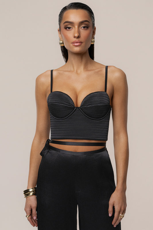 Black Thalia Textured Bustier JLUXLABEL