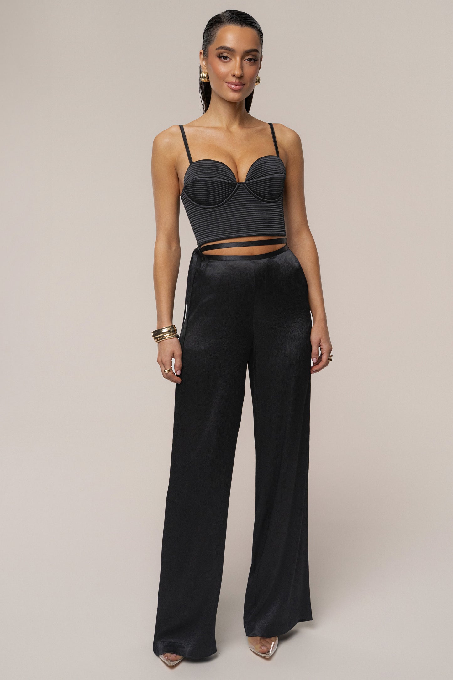 Black Thalia Textured Bustier JLUXLABEL