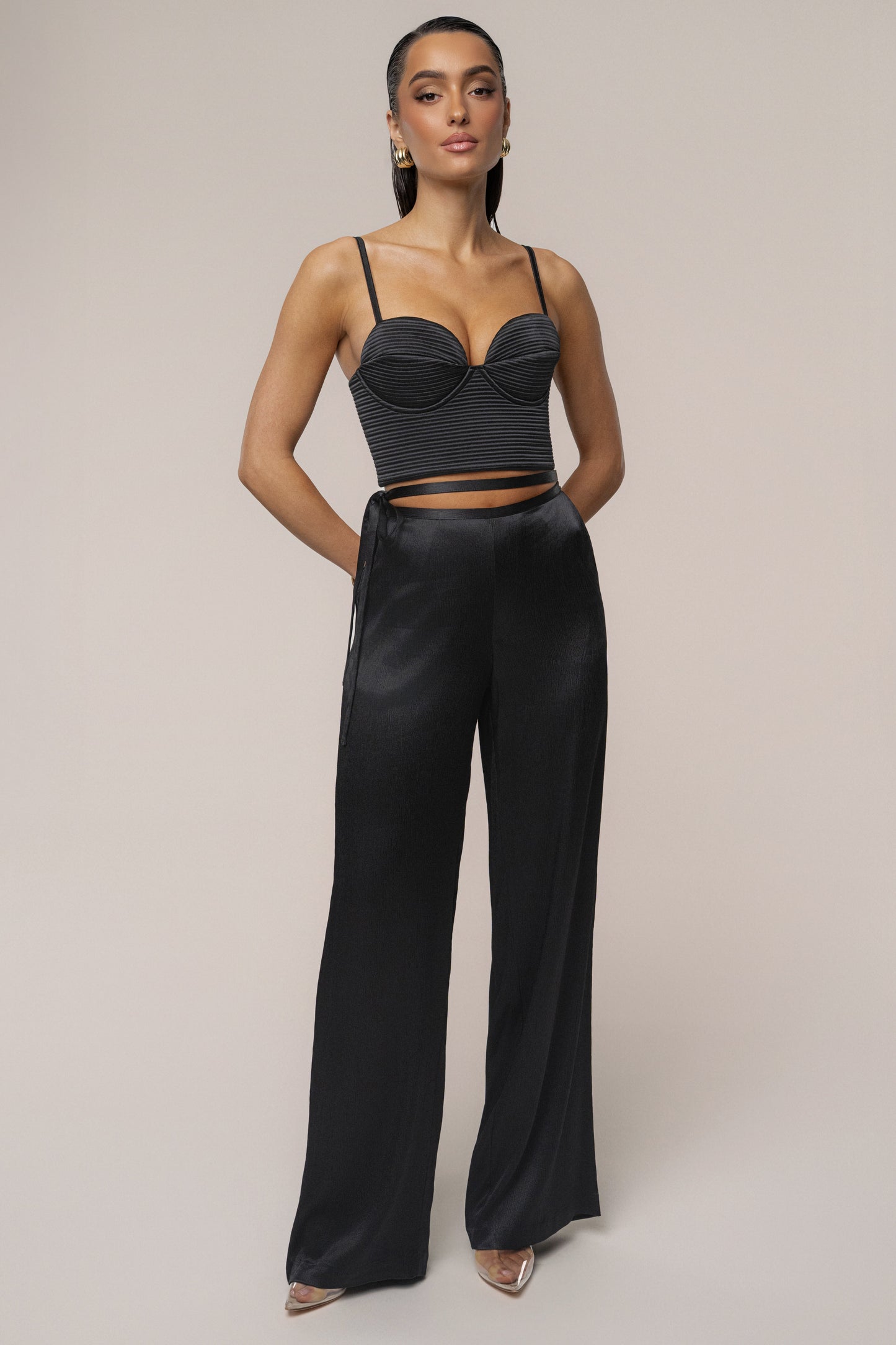 Black Thalia Textured Bustier JLUXLABEL