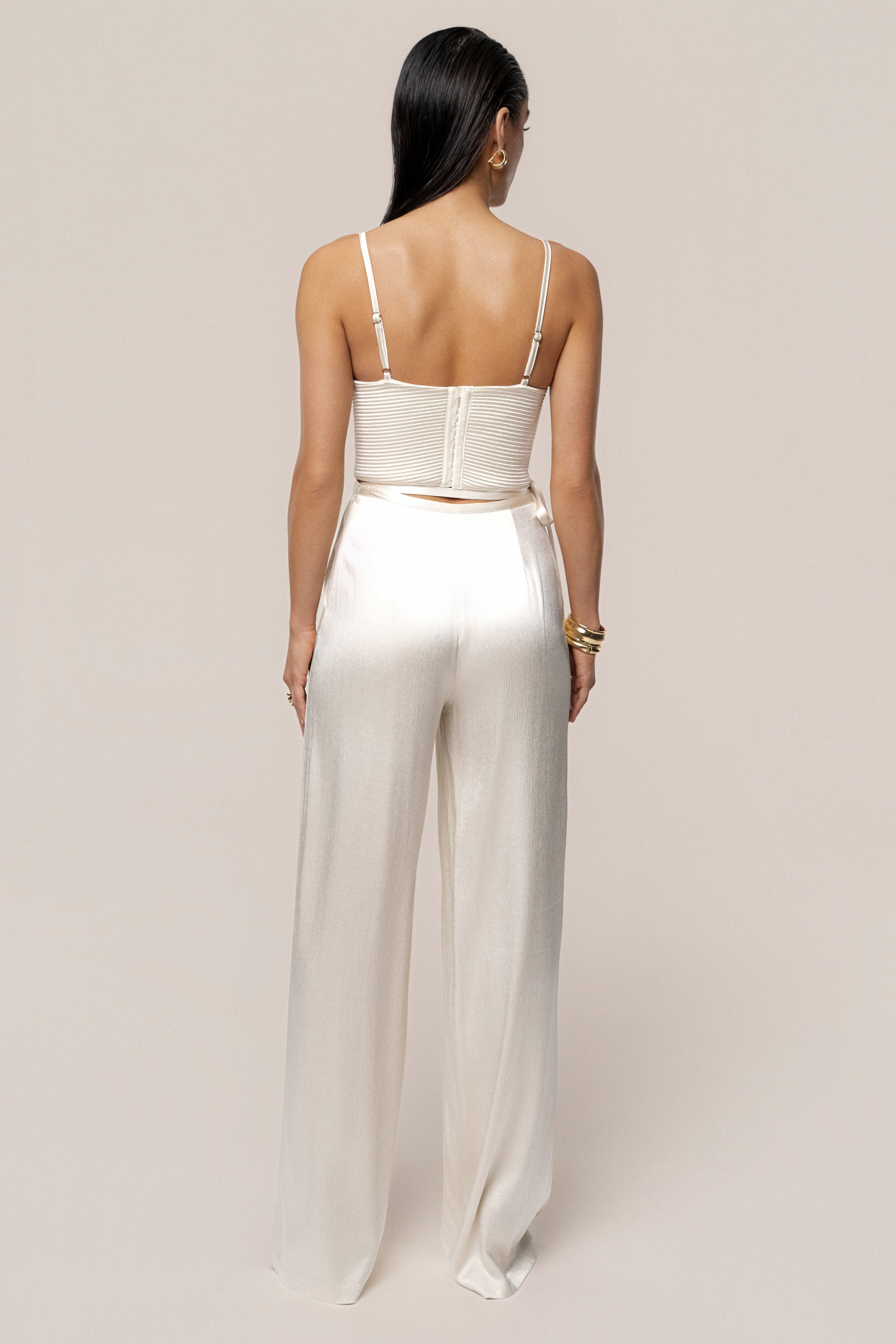 Champagne Deserae Satin Pants JLUXLABEL