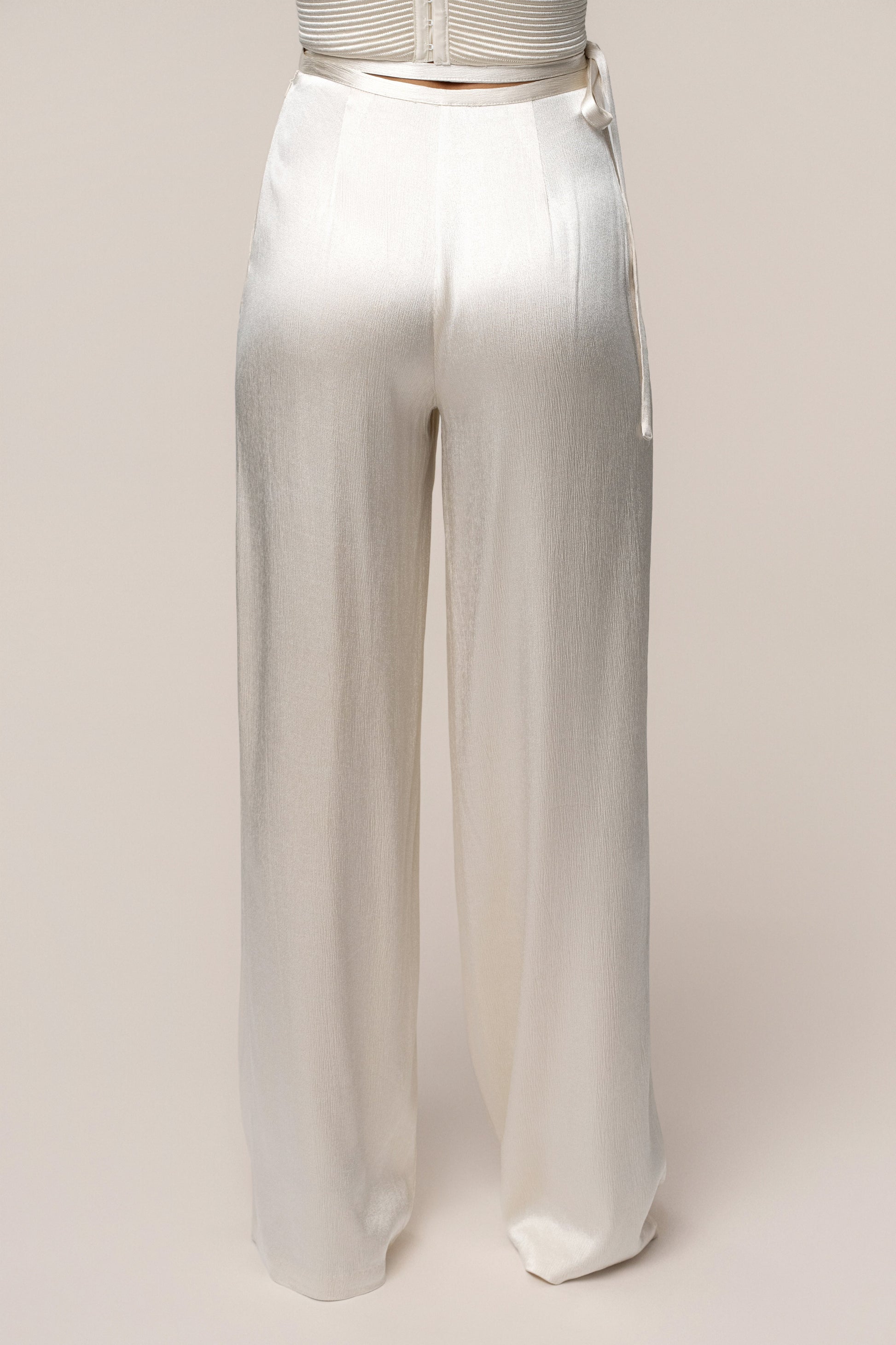 Champagne Deserae Satin Pants JLUXLABEL