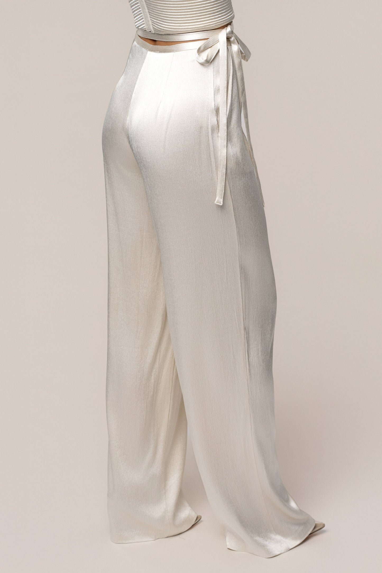 Champagne Deserae Satin Pants JLUXLABEL