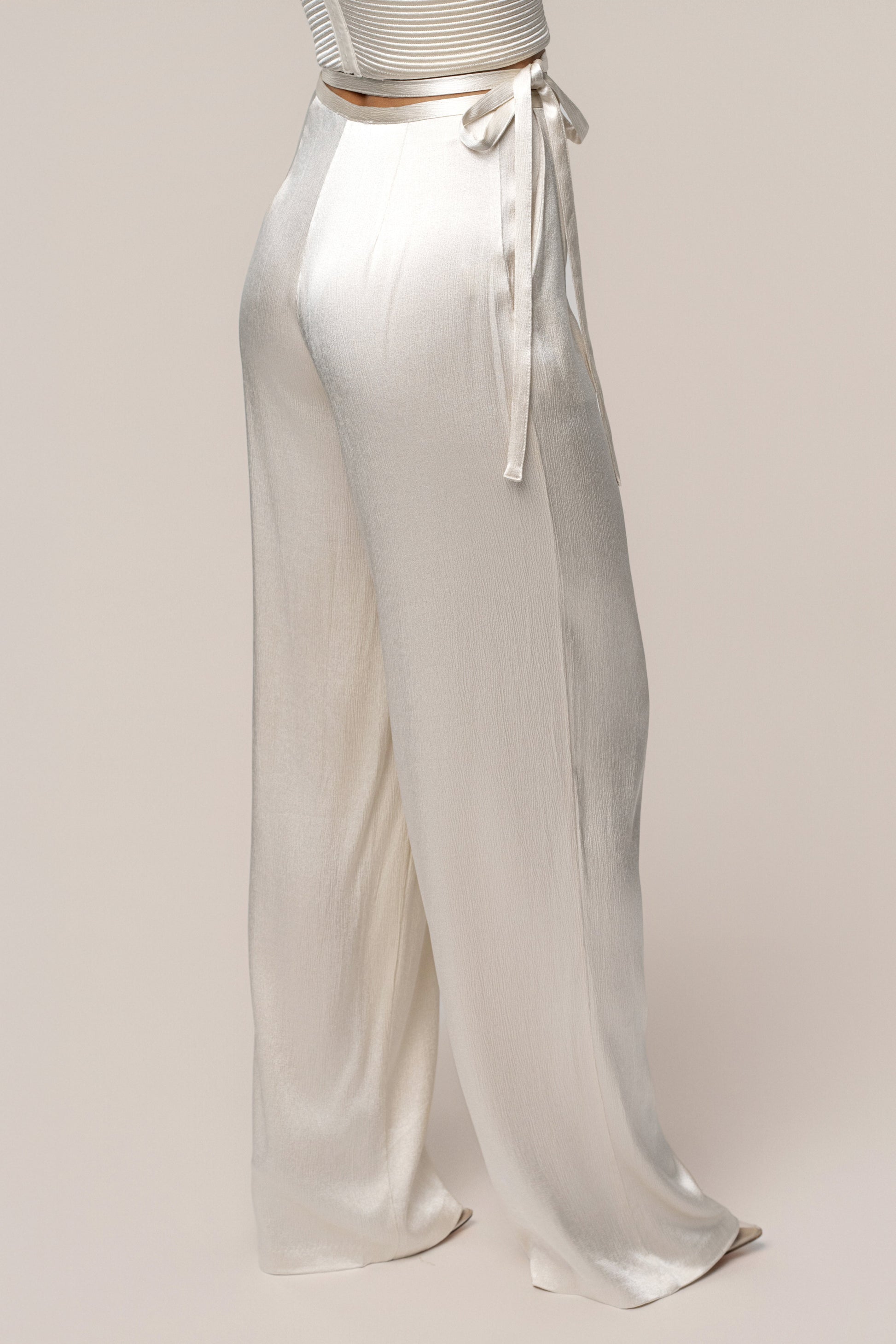Champagne Deserae Satin Pants JLUXLABEL