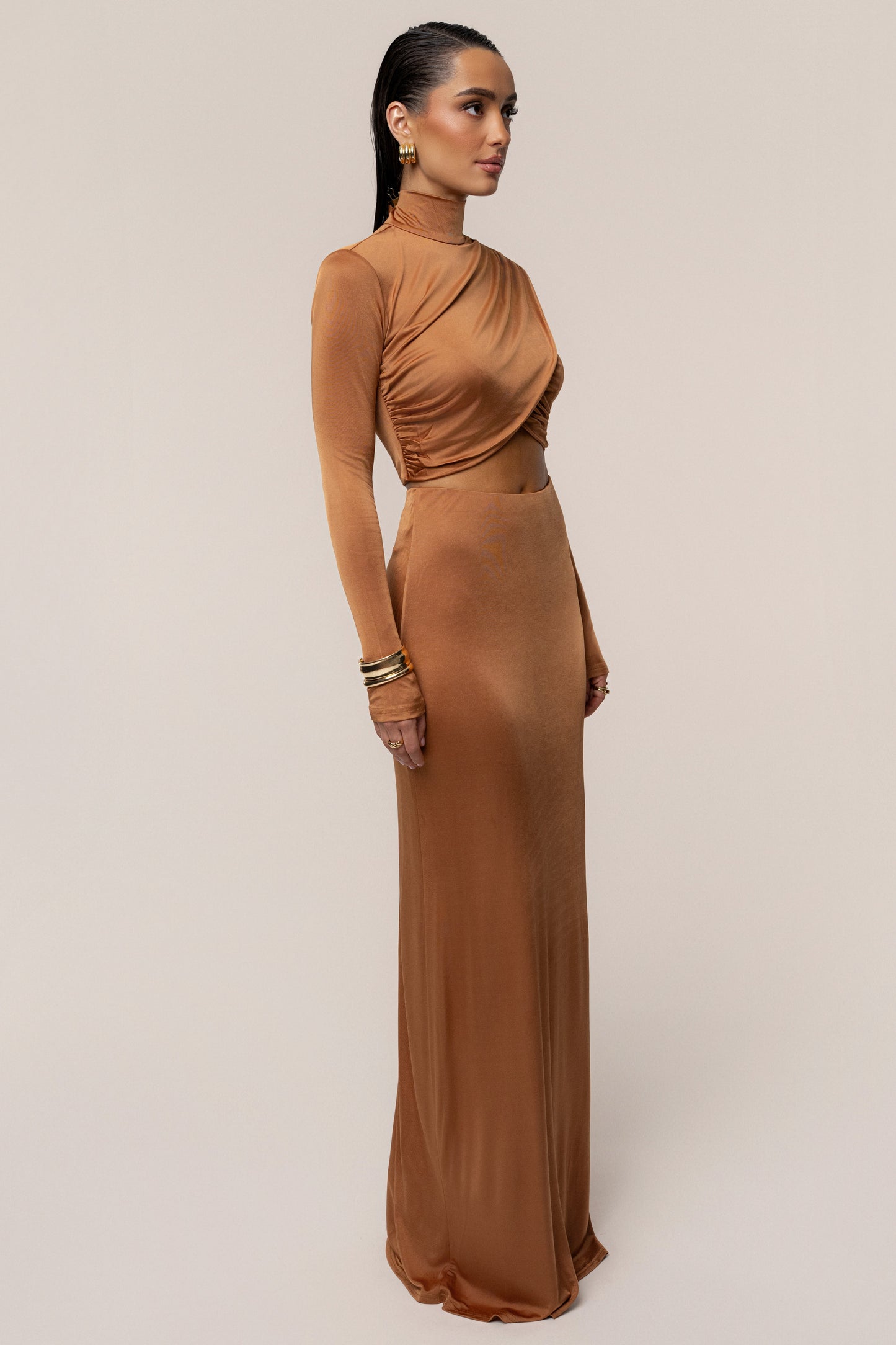 Copper Ultra High Waist Maxi Skirt JLUXLABEL